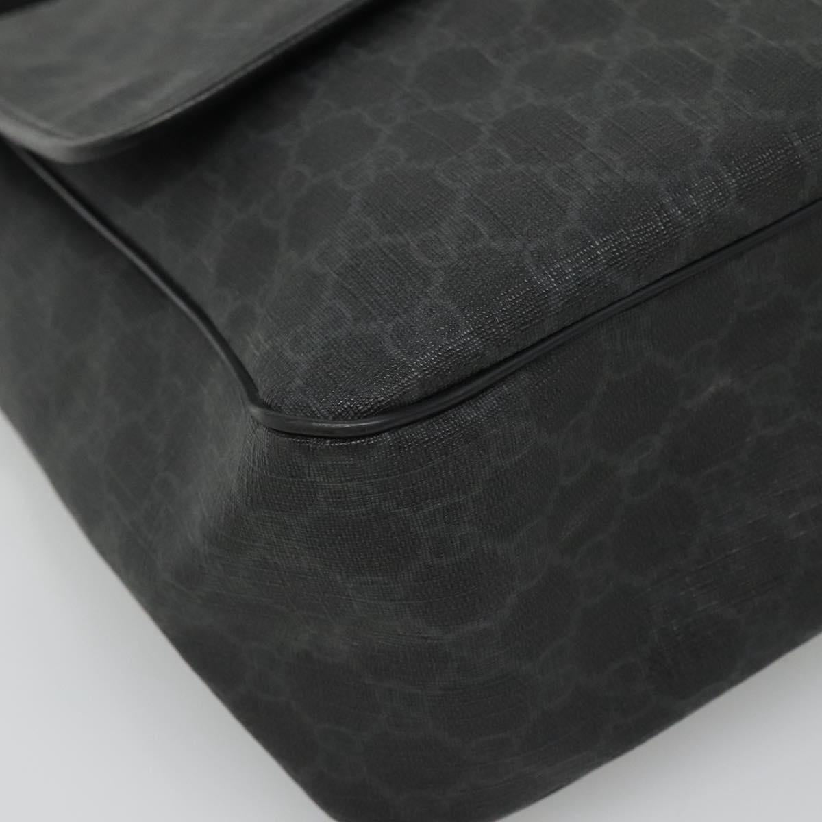 GUCCI GG Supreme Shoulder Bag PVC Black Silver 169935 Auth nb280