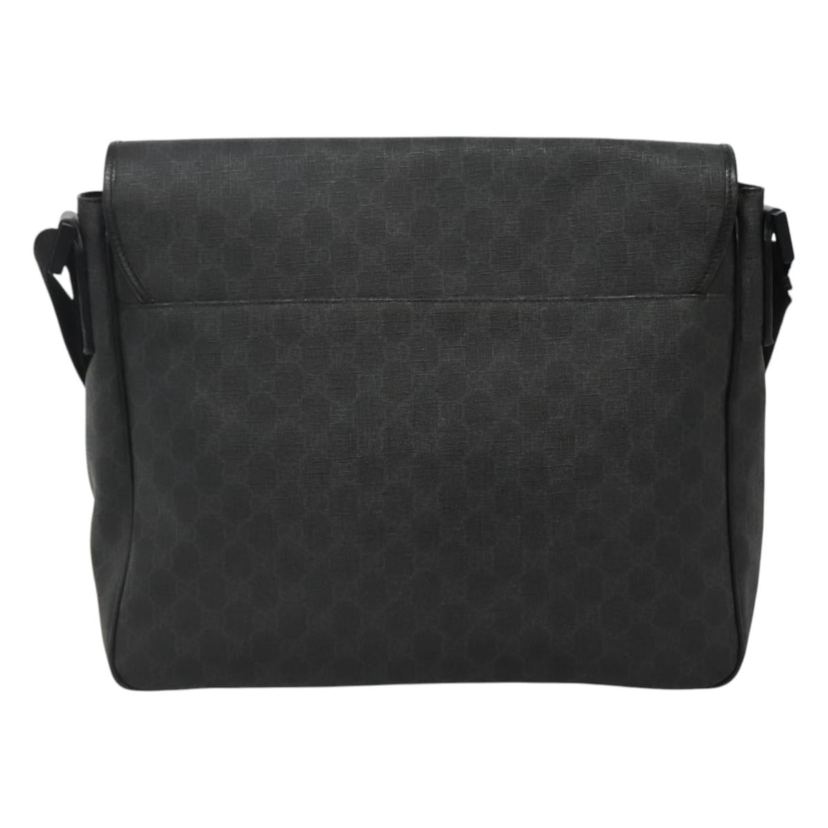 GUCCI GG Supreme Shoulder Bag PVC Black Silver 169935 Auth nb280