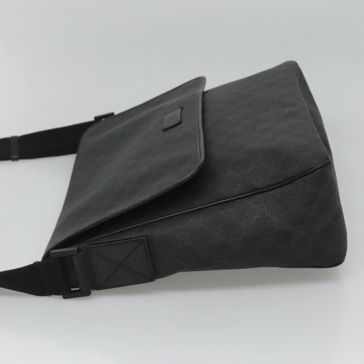 GUCCI GG Supreme Shoulder Bag PVC Black Silver 169935 Auth nb280