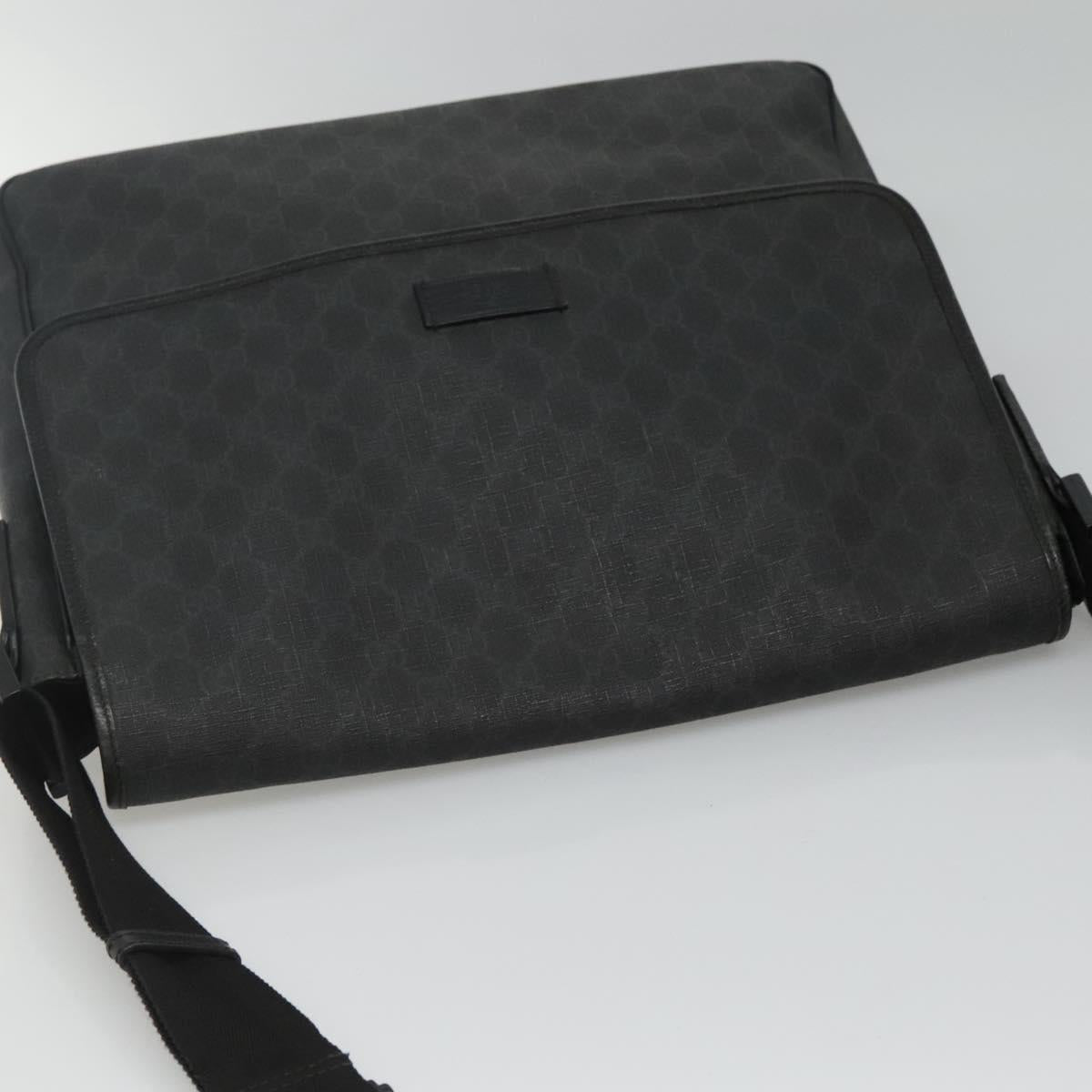 GUCCI GG Supreme Shoulder Bag PVC Black Silver 169935 Auth nb280