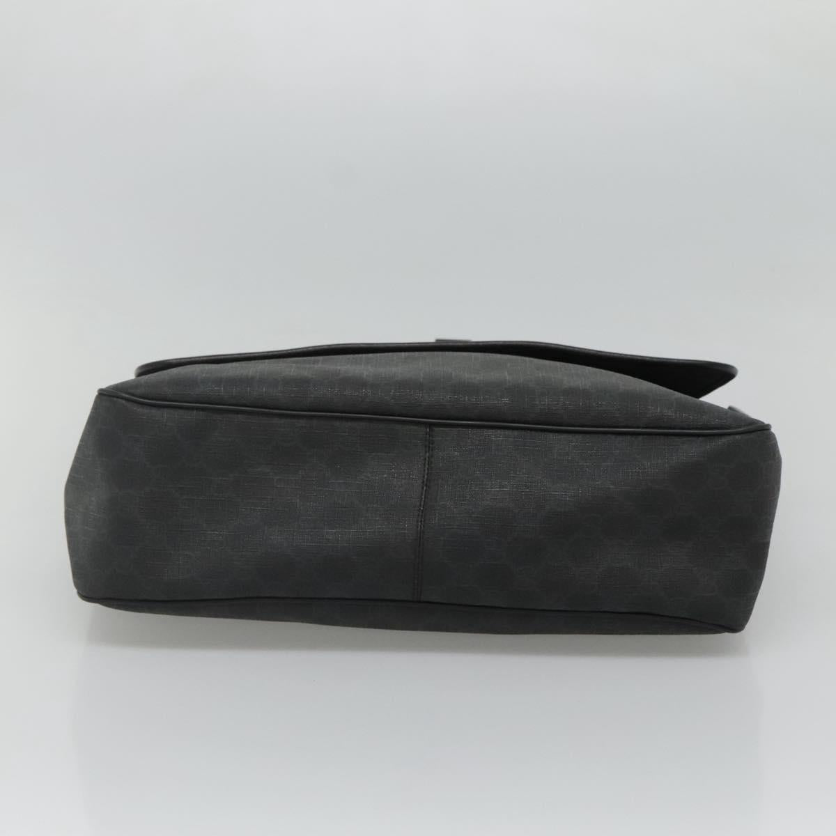 GUCCI GG Supreme Shoulder Bag PVC Black Silver 169935 Auth nb280