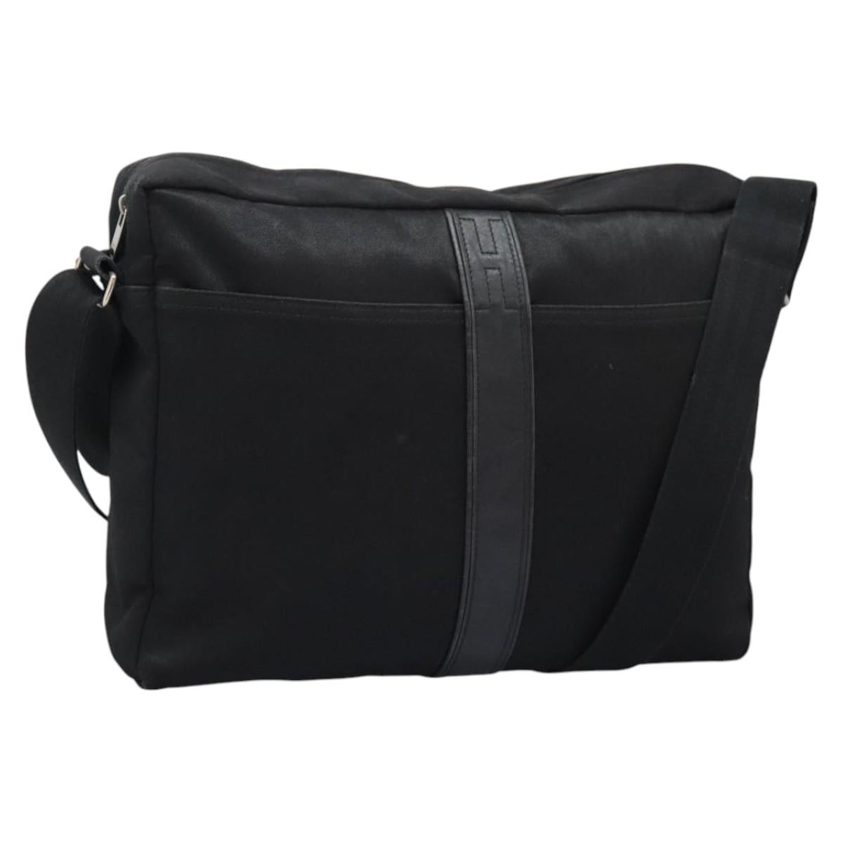 HERMES Acapulco Basas MM Shoulder Bag Nylon Black Auth nb282