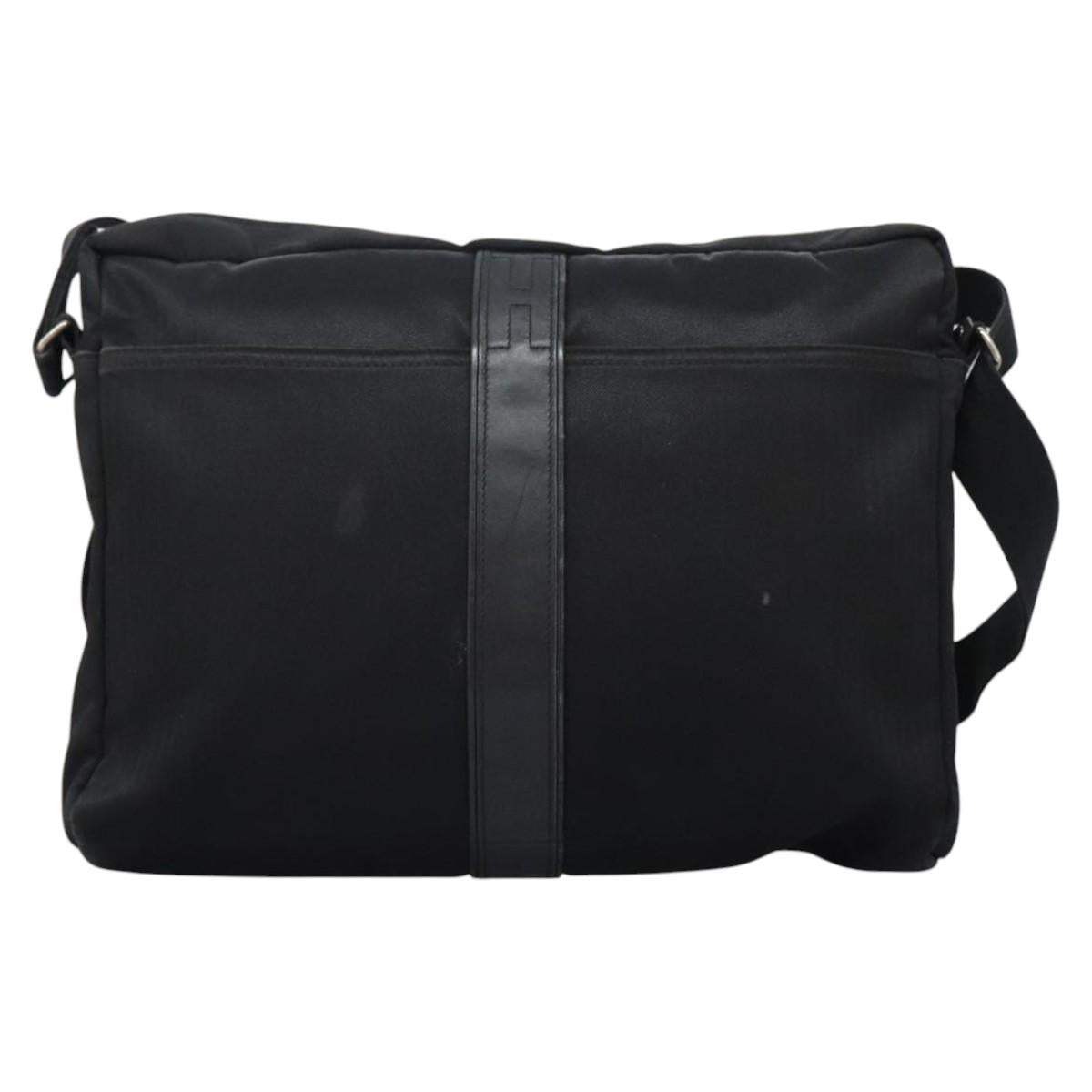 HERMES Acapulco Basas MM Shoulder Bag Nylon Black Auth nb282