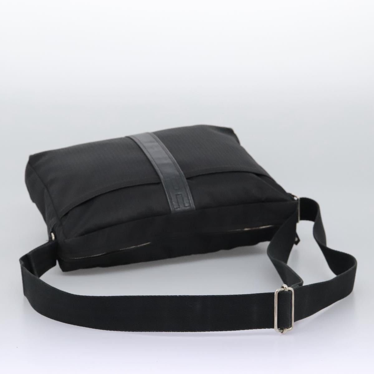 HERMES Acapulco Basas MM Shoulder Bag Nylon Black Auth nb282