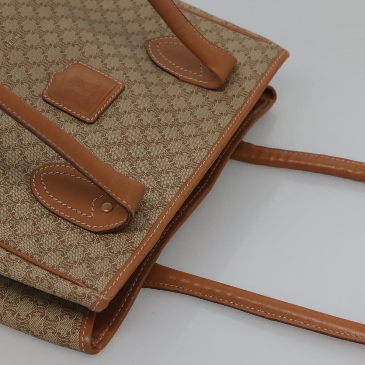 CELINE Macadam Canvas Tote Bag PVC Beige Gold Auth nb284