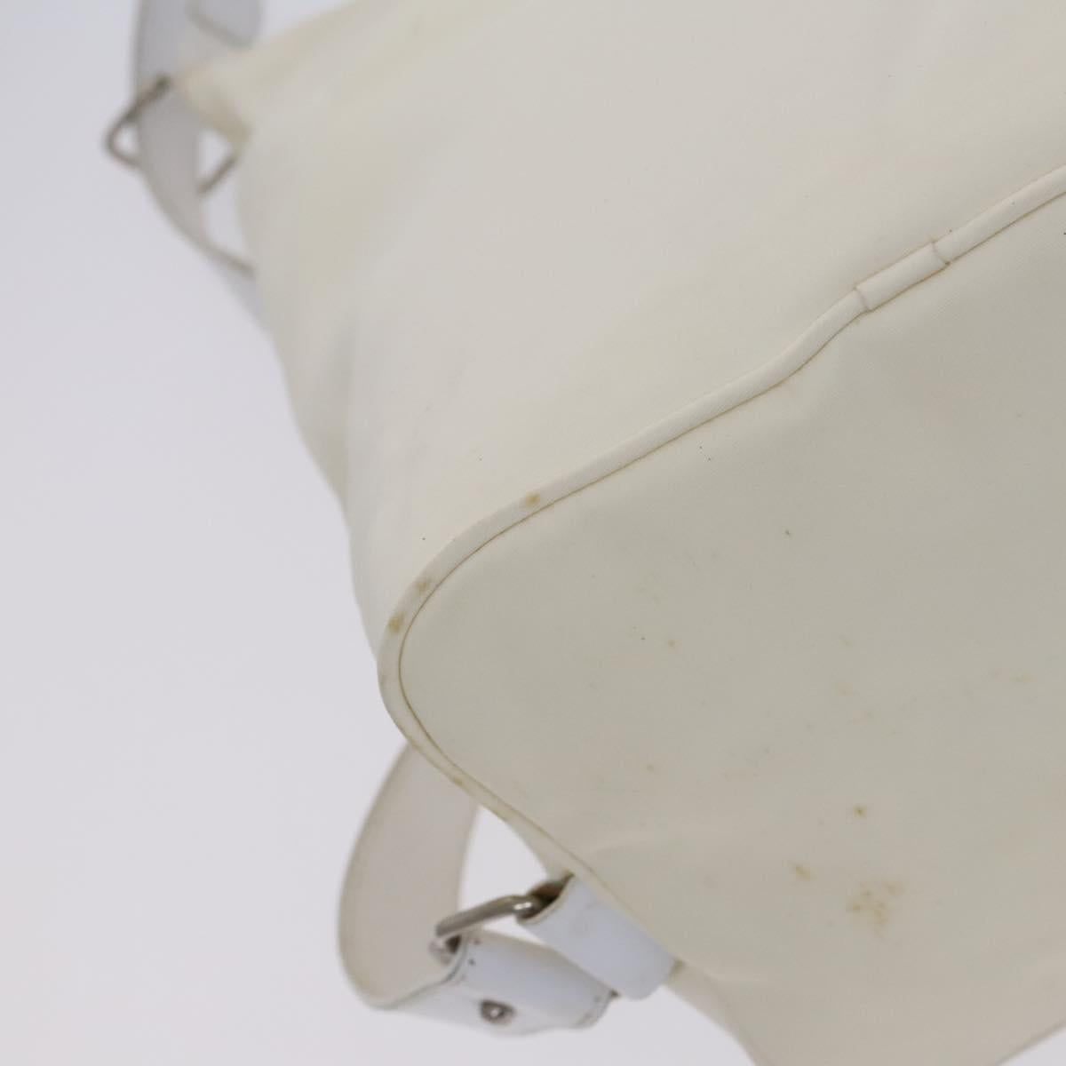 FENDI Shoulder Bag Nylon Leather Beige White Silver Auth nb296