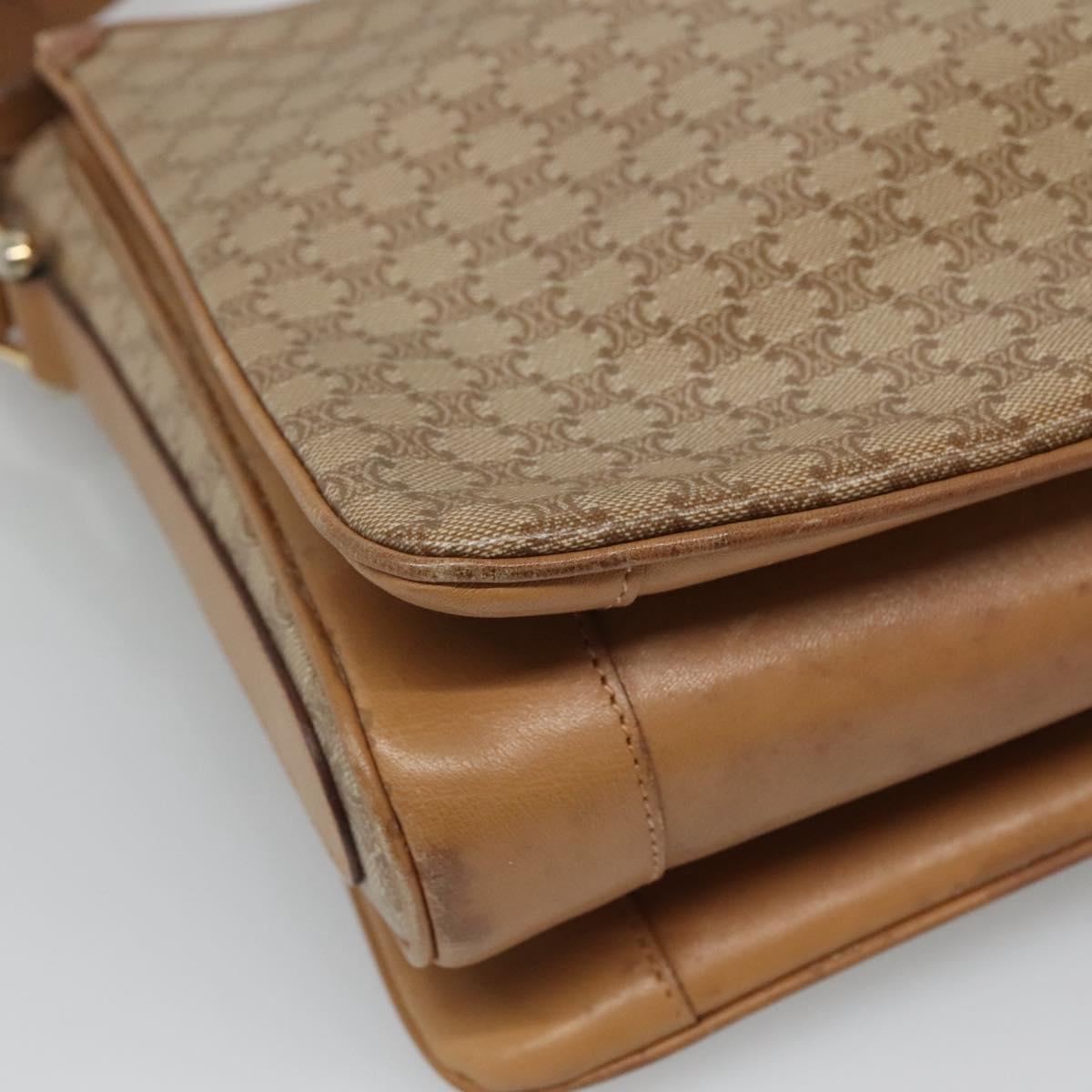 CELINE Macadam Canvas Shoulder Bag PVC Beige Gold Auth nb297