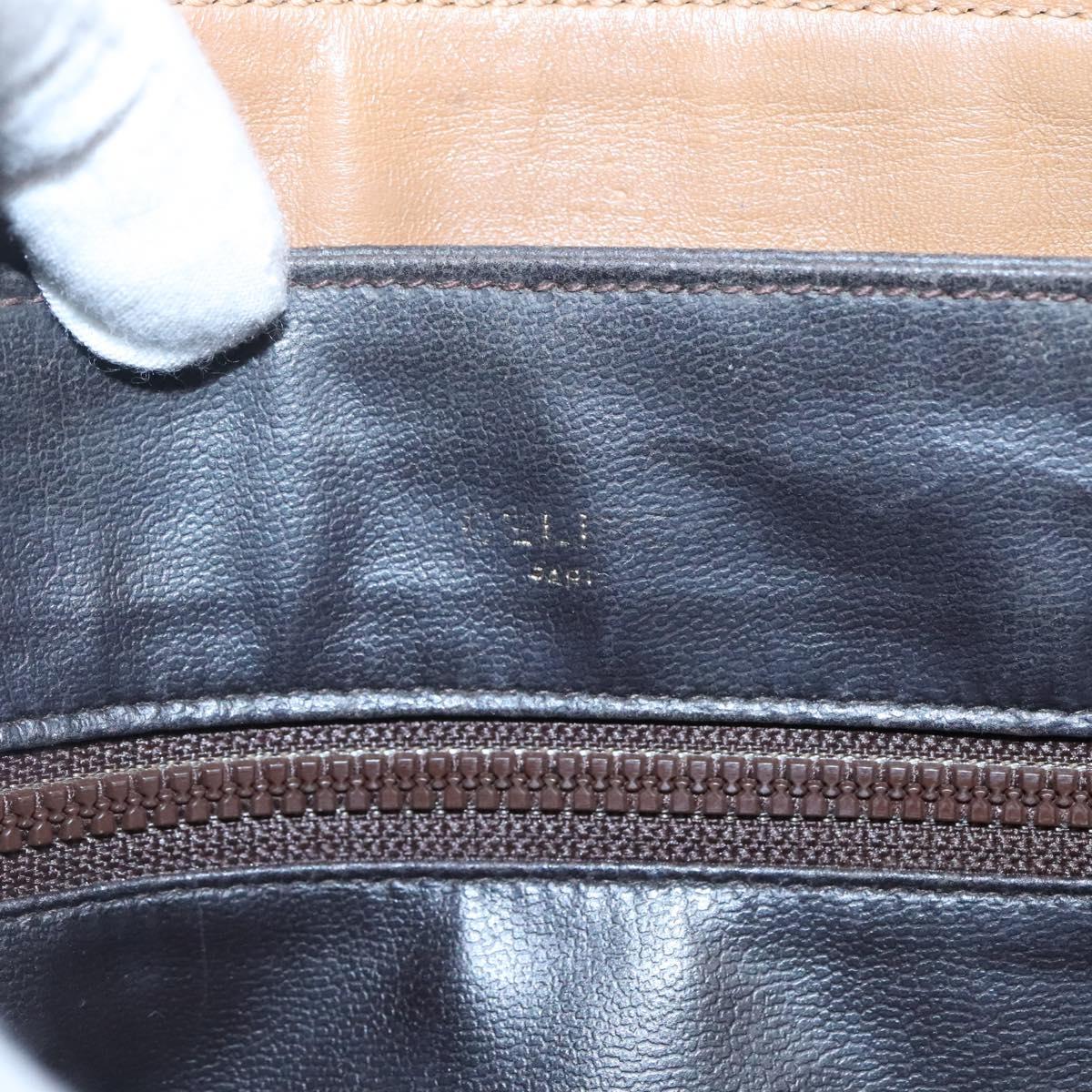 CELINE Macadam Canvas Shoulder Bag PVC Beige Gold Auth nb297