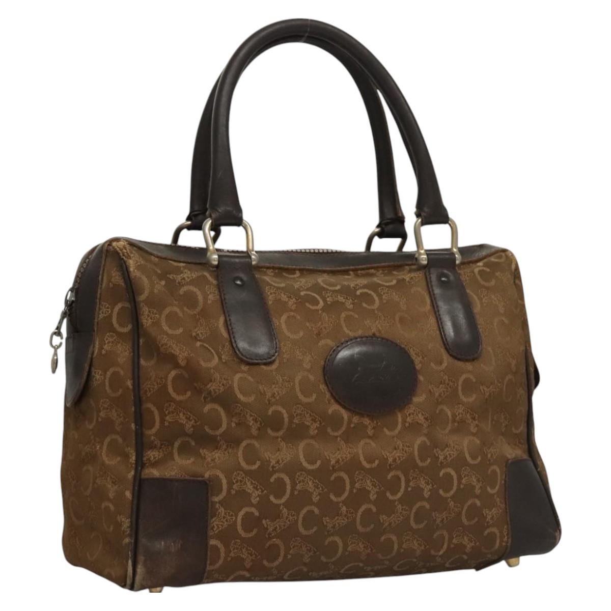 CELINE C Sulky Hand Bag Canvas Brown Gold Auth nb300