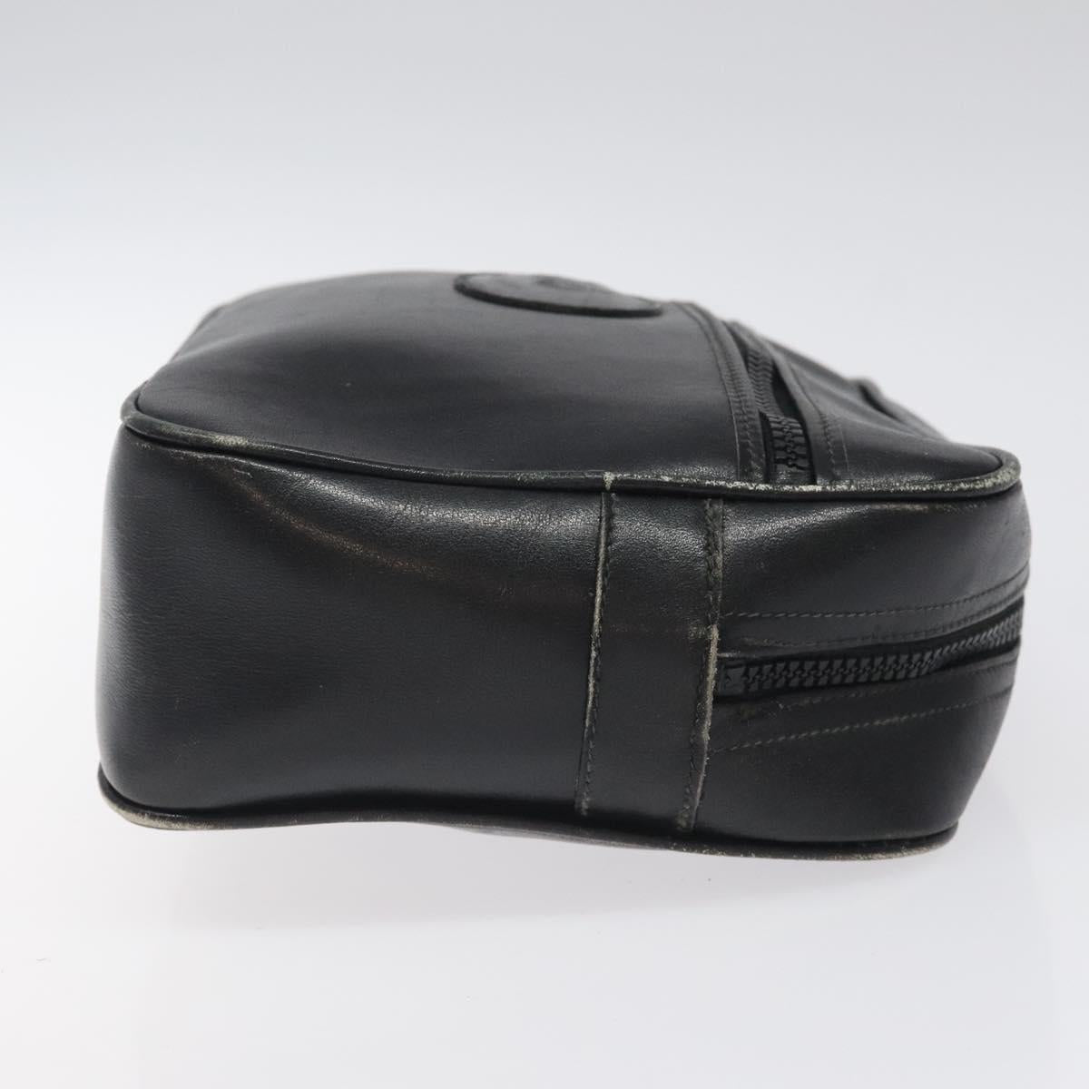 CELINE Clutch Bag Leather Black Auth nb304