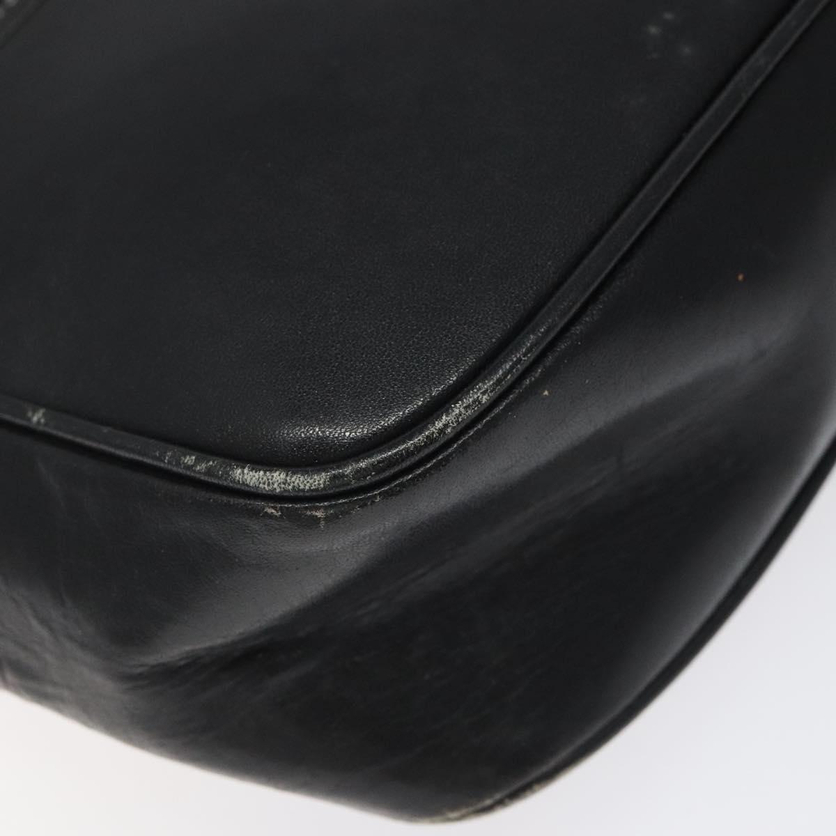CELINE Clutch Bag Leather Black Auth nb304