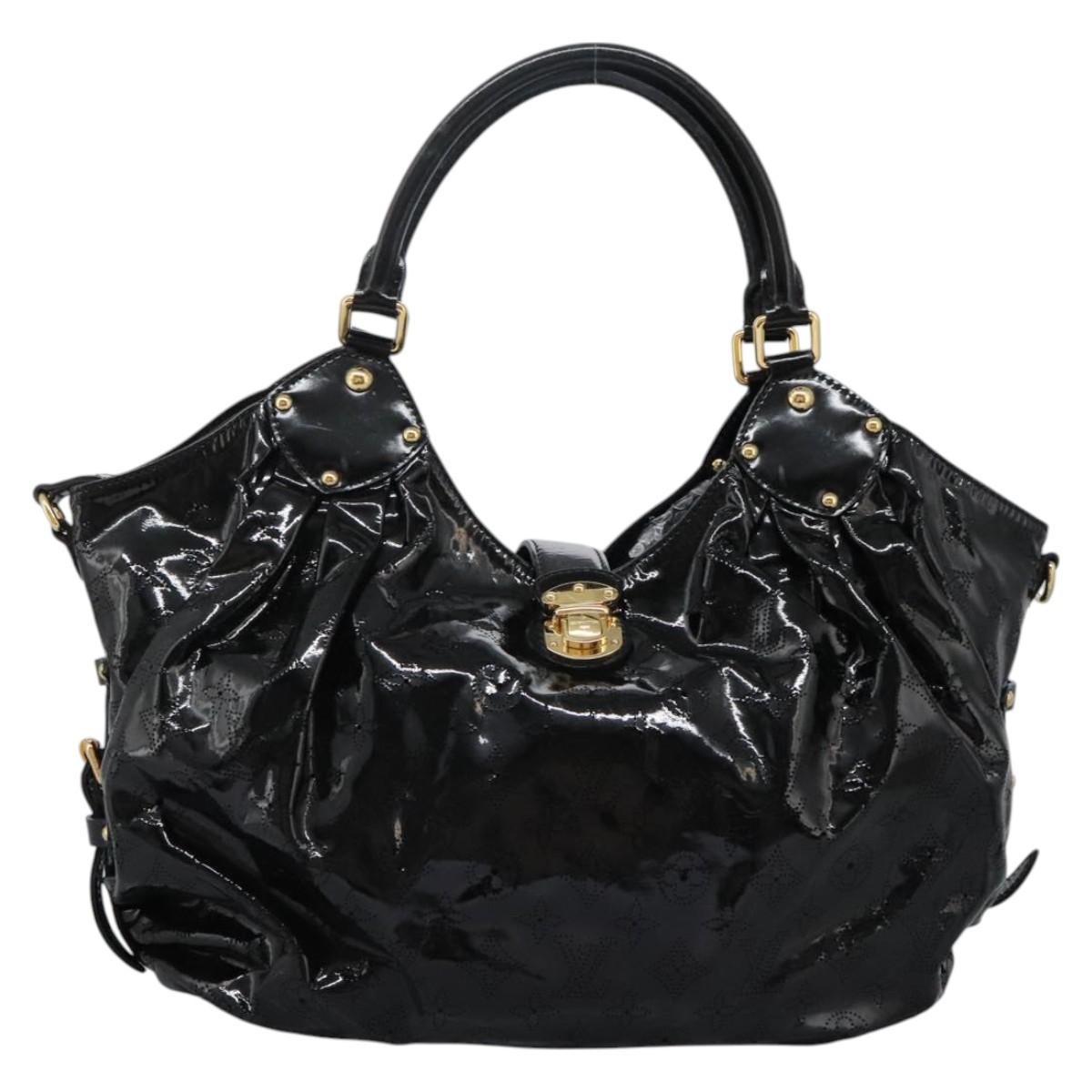 LOUIS VUITTON Monogram Mahina Surya L Bag Enamel Black M95881 LV Auth nb310