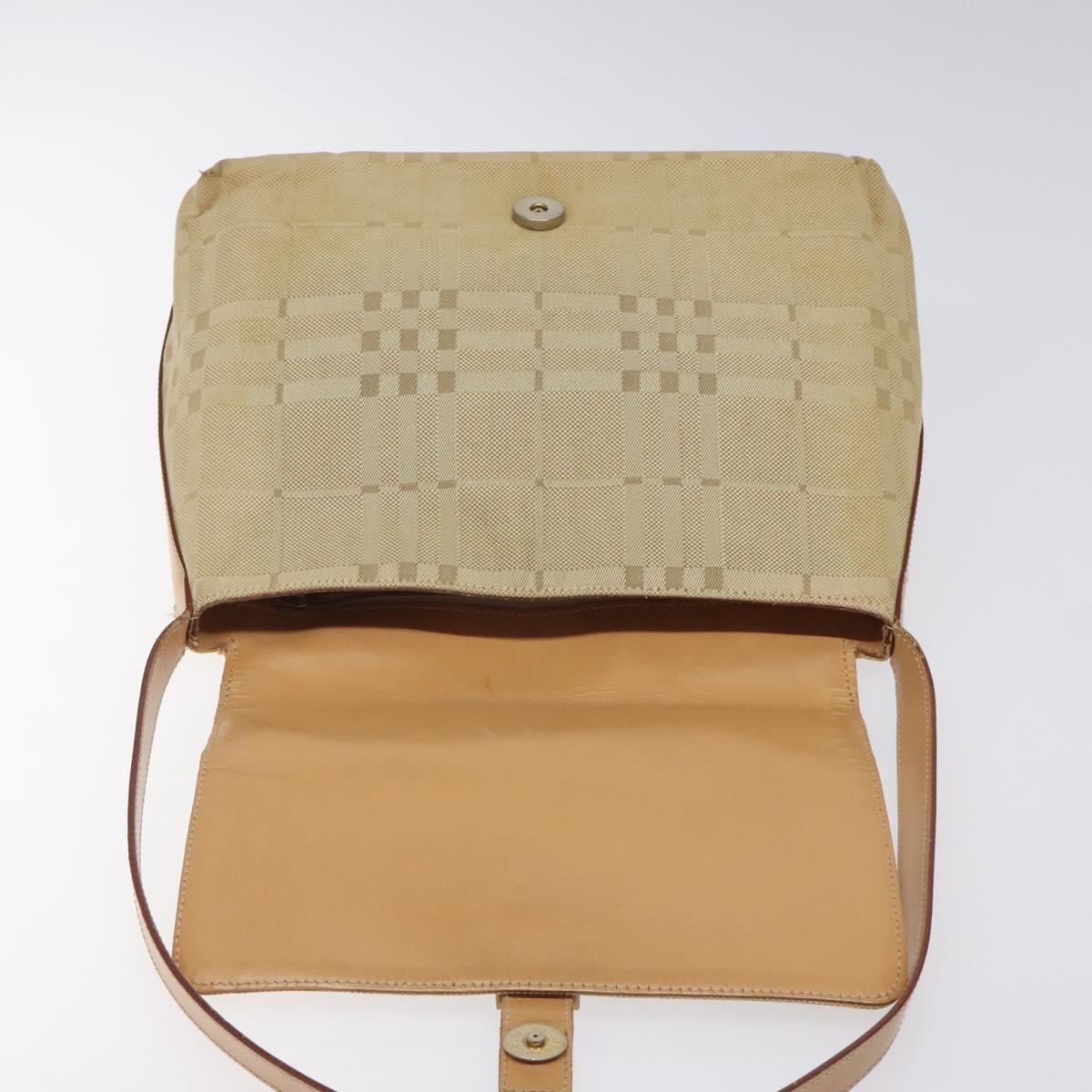 BURBERRY Nova Check Shoulder Bag Canvas Beige Auth nb311