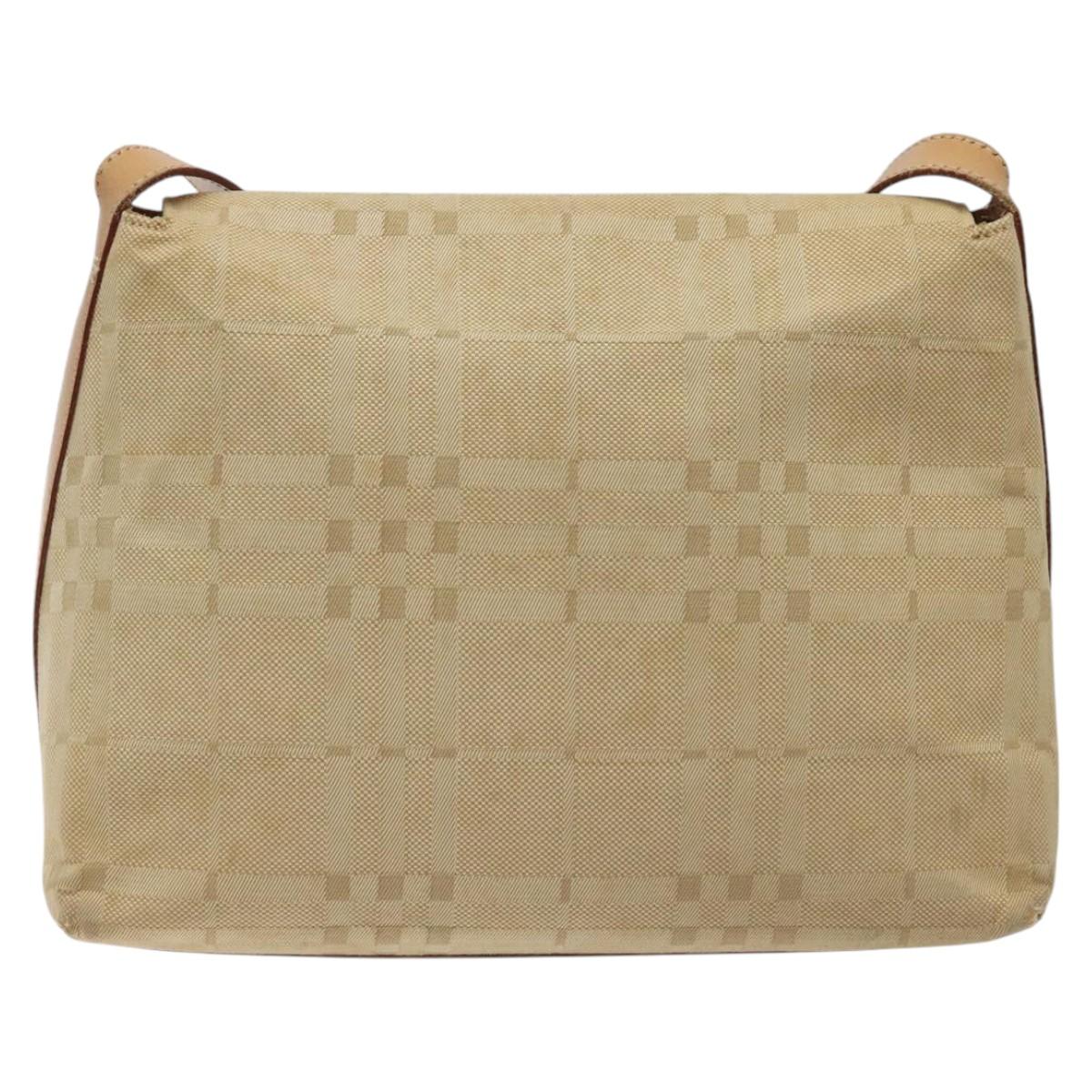 BURBERRY Nova Check Shoulder Bag Canvas Beige Auth nb311