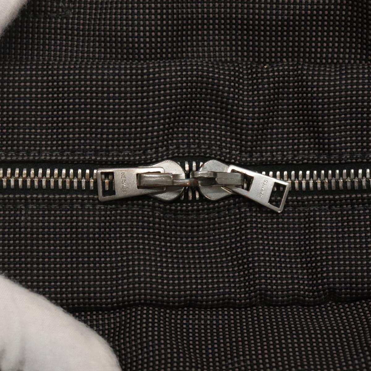 HERMES Her Line Her Line MM Hand Bag Canvas Black Silver Auth nb424