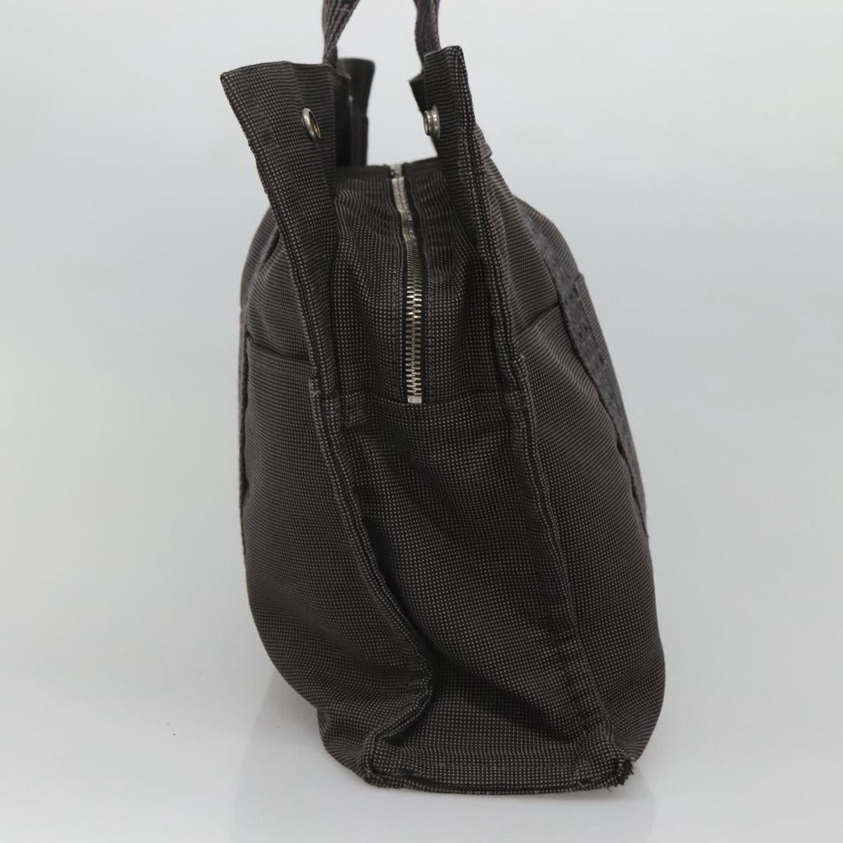 HERMES Her Line Her Line MM Hand Bag Canvas Black Silver Auth nb424