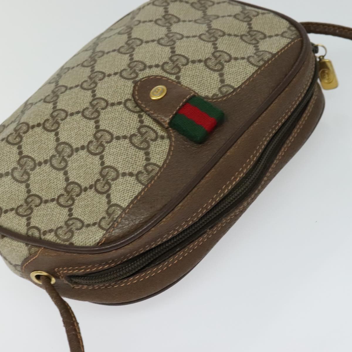 GUCCI GG Supreme Web Sherry Line Shoulder Bag PVC Beige 89 02 066 Auth nb440