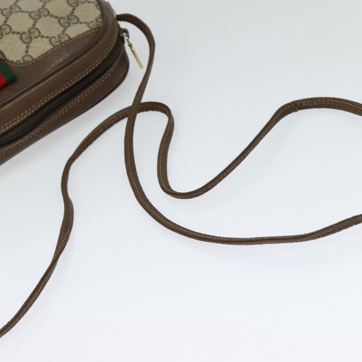 GUCCI GG Supreme Web Sherry Line Shoulder Bag PVC Beige 89 02 066 Auth nb440