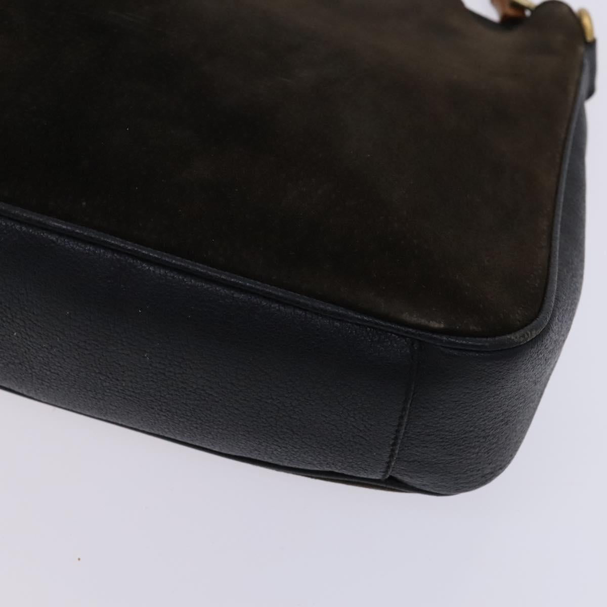 GUCCI Bamboo Hand Bag Suede Leather 2way Brown gold 001 1705 1638 Auth nb444
