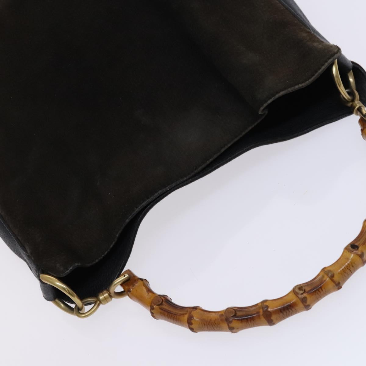 GUCCI Bamboo Hand Bag Suede Leather 2way Brown gold 001 1705 1638 Auth nb444