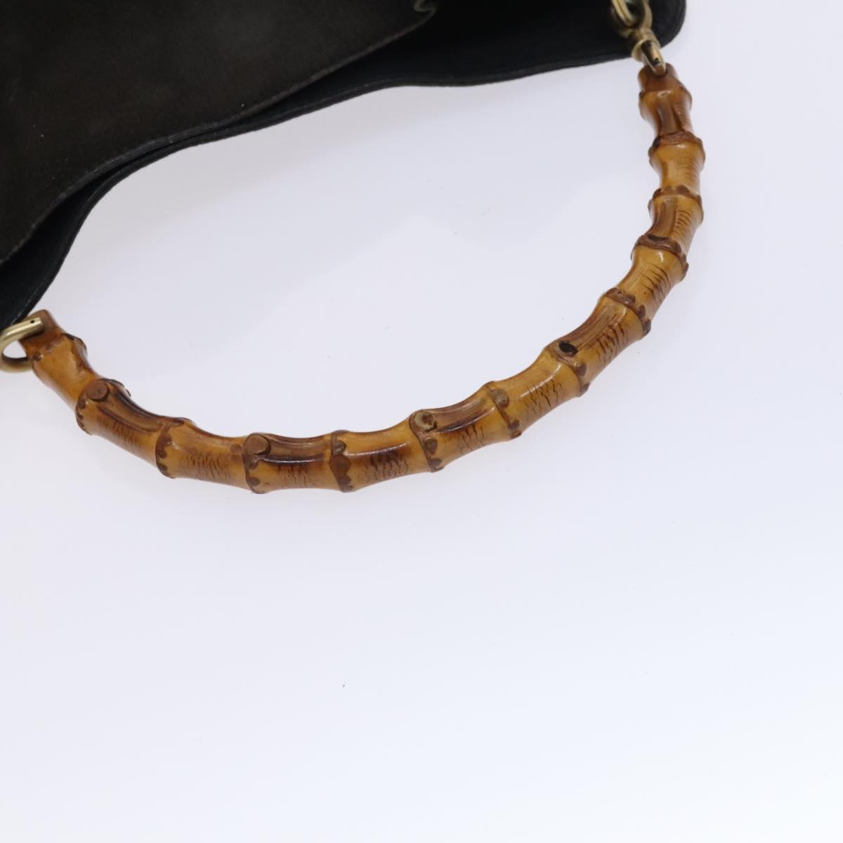 GUCCI Bamboo Hand Bag Suede Leather 2way Brown gold 001 1705 1638 Auth nb444