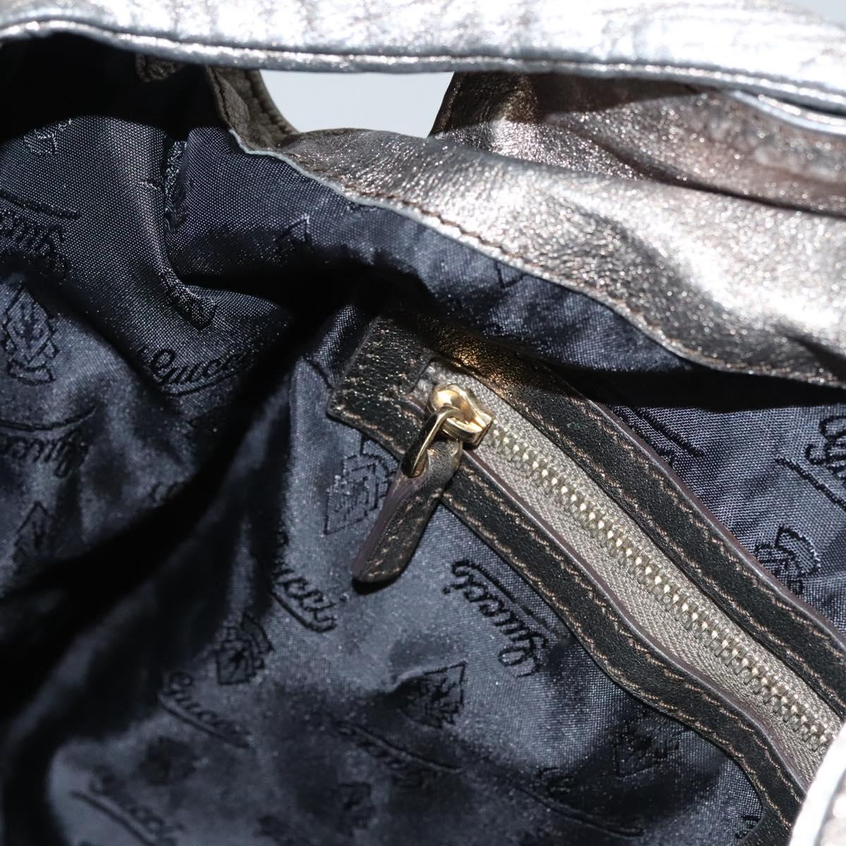 GUCCI Shoulder Bag Leather Silver Gold 197061 Auth nb455