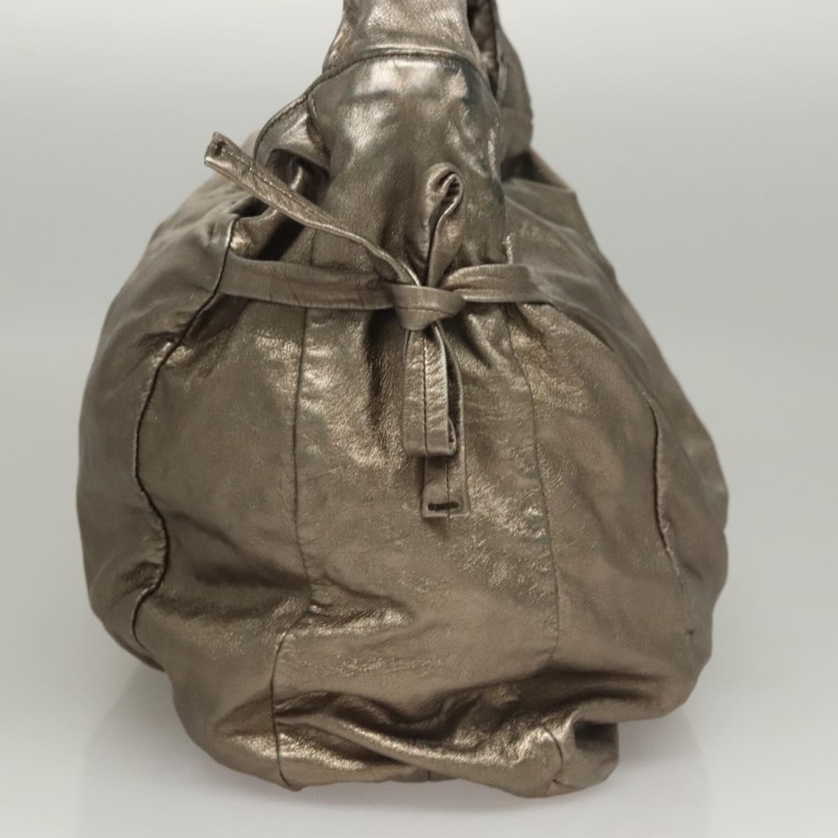 GUCCI Shoulder Bag Leather Silver Gold 197061 Auth nb455