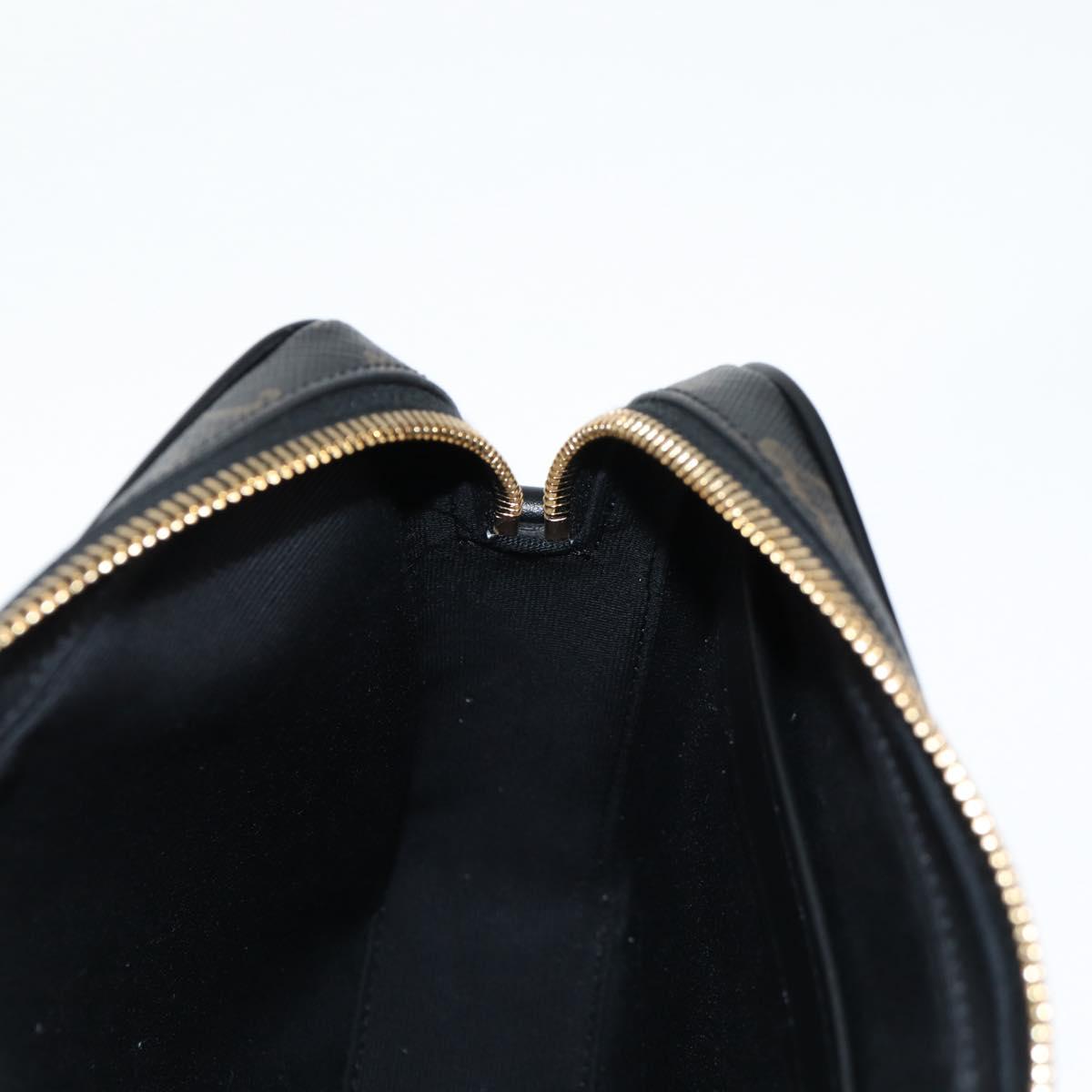 CELINE Triomphe Shoulder Bag PVC Leather Black Gold Auth nb463M