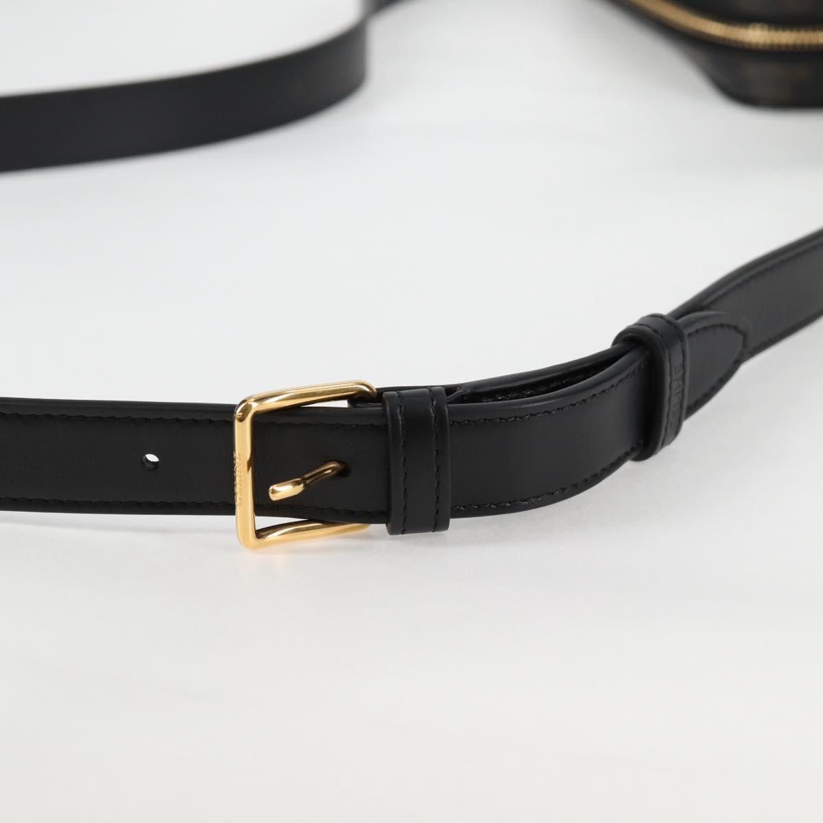 CELINE Triomphe Shoulder Bag PVC Leather Black Gold Auth nb463M