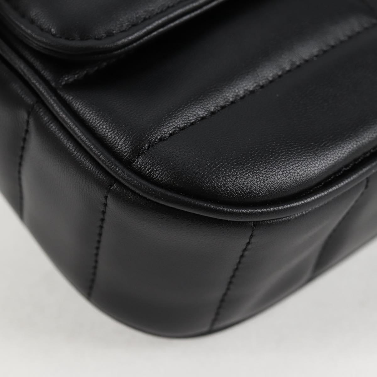 CELINE Chain Shoulder Bag Leather Black Gold Auth nb466M