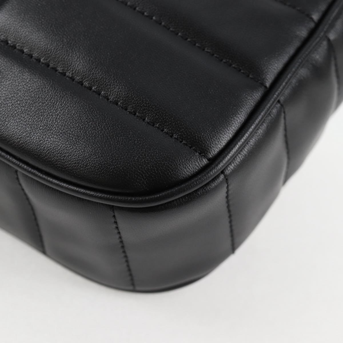 CELINE Chain Shoulder Bag Leather Black Gold Auth nb466SM