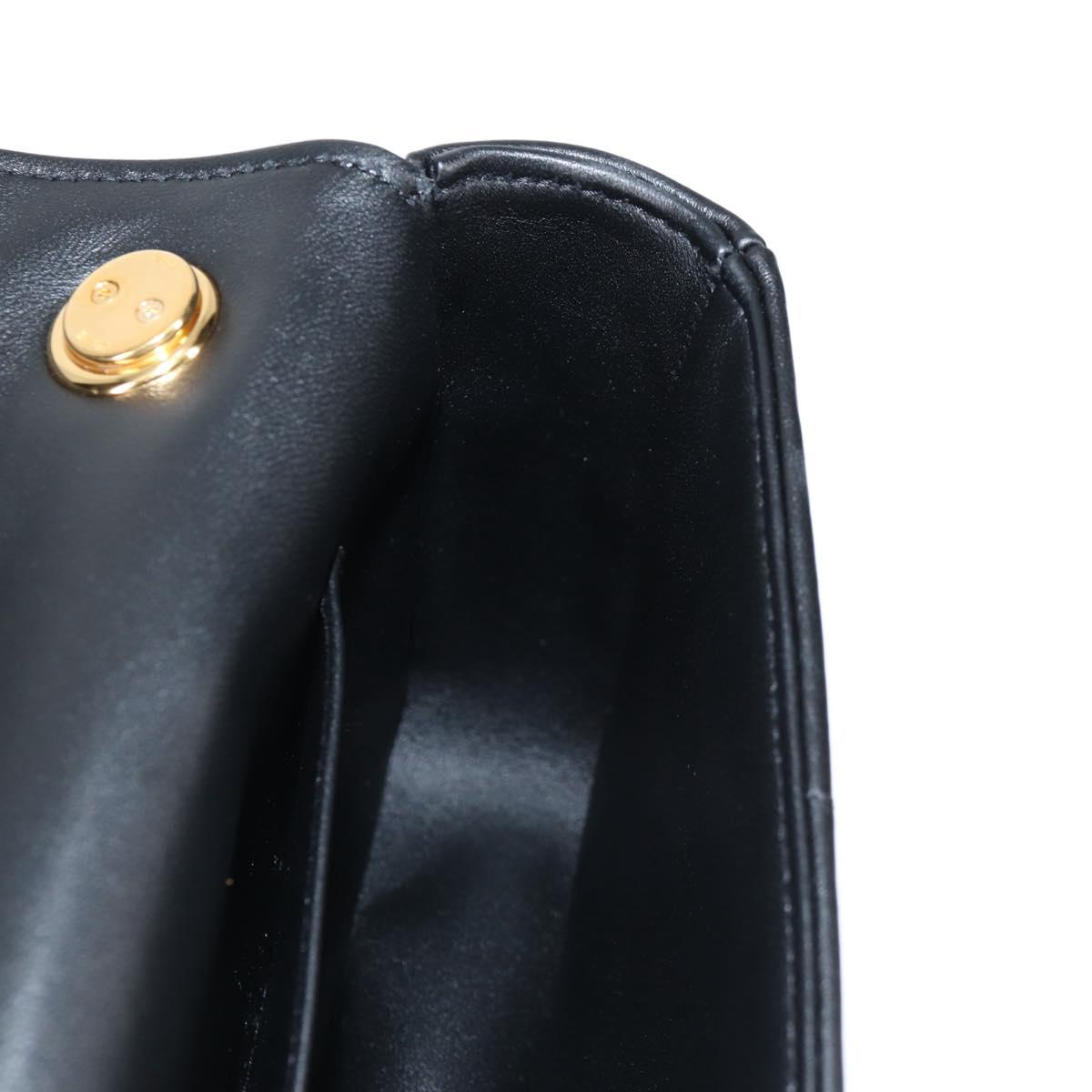 CELINE Chain Shoulder Bag Leather Black Gold Auth nb466SM
