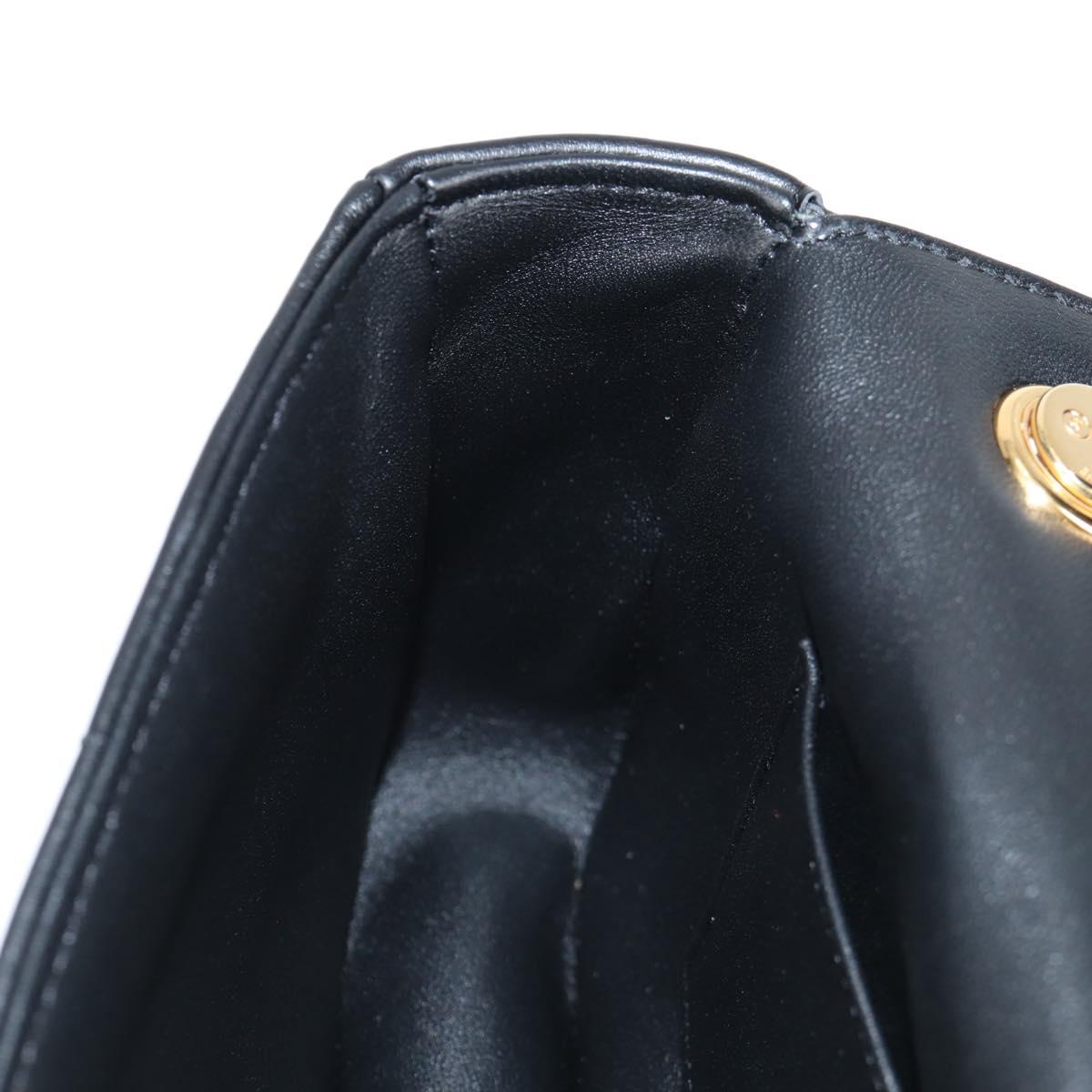 CELINE Chain Shoulder Bag Leather Black Gold Auth nb466SM