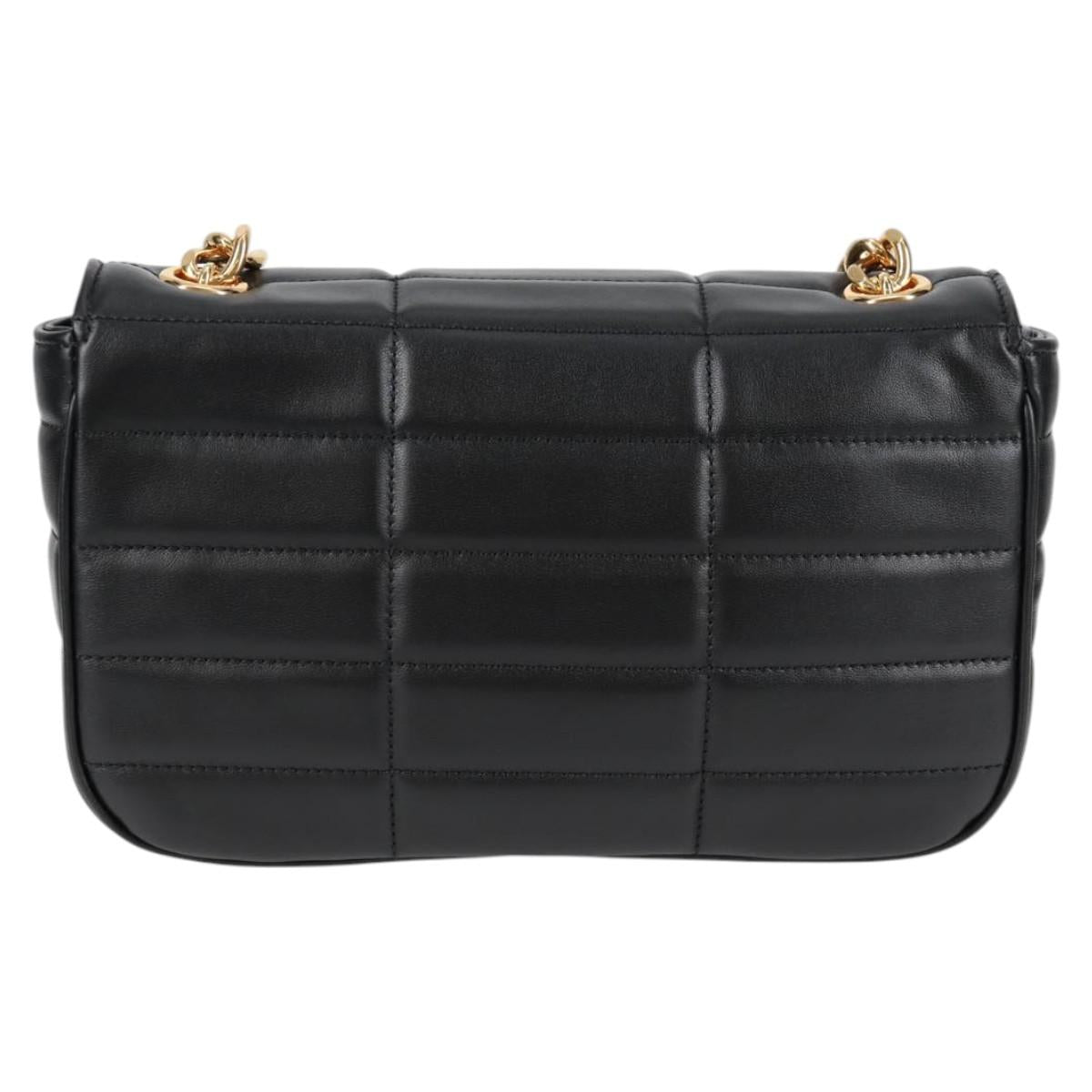 CELINE Chain Shoulder Bag Leather Black Gold Auth nb466SM
