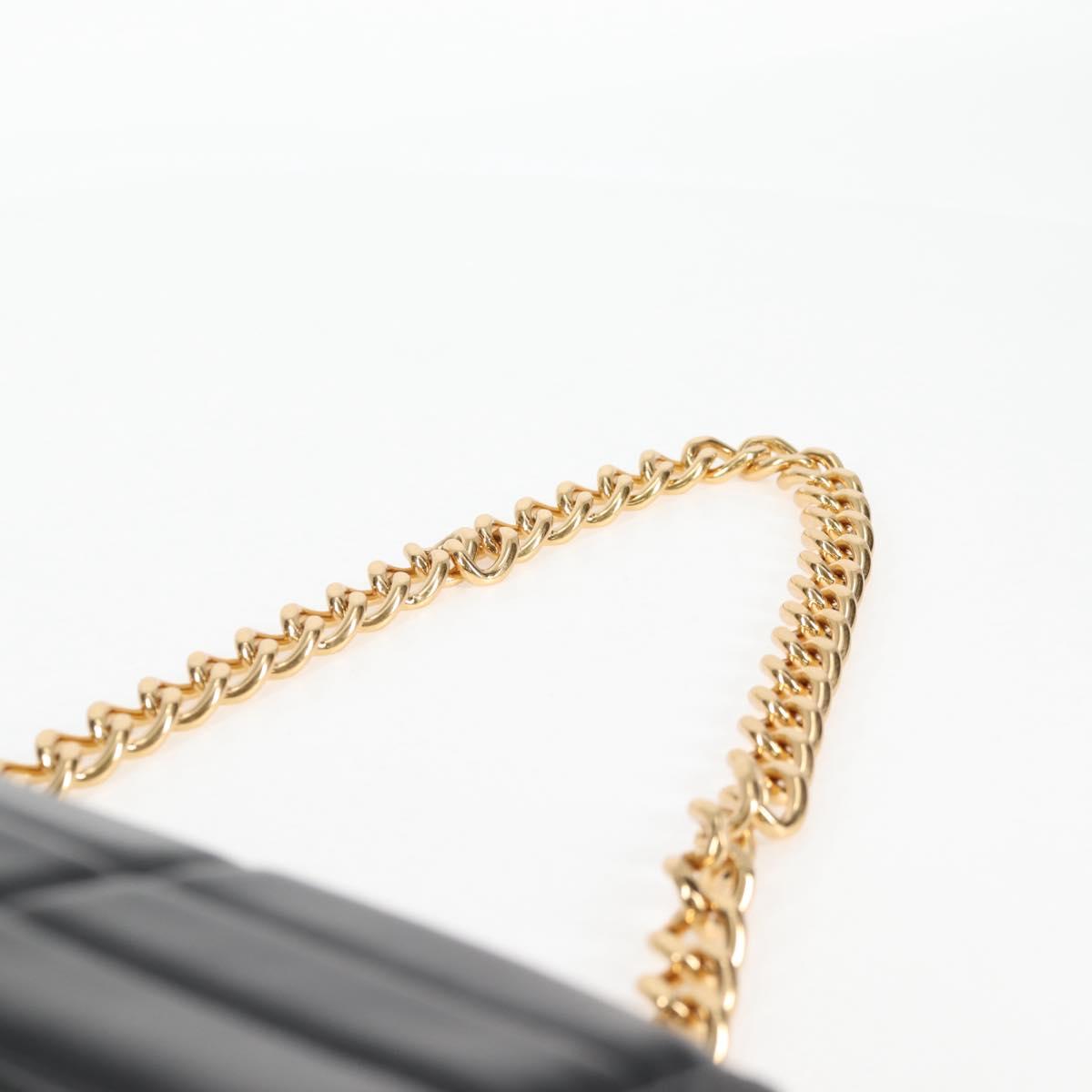 CELINE Chain Shoulder Bag Leather Black Gold Auth nb466SM