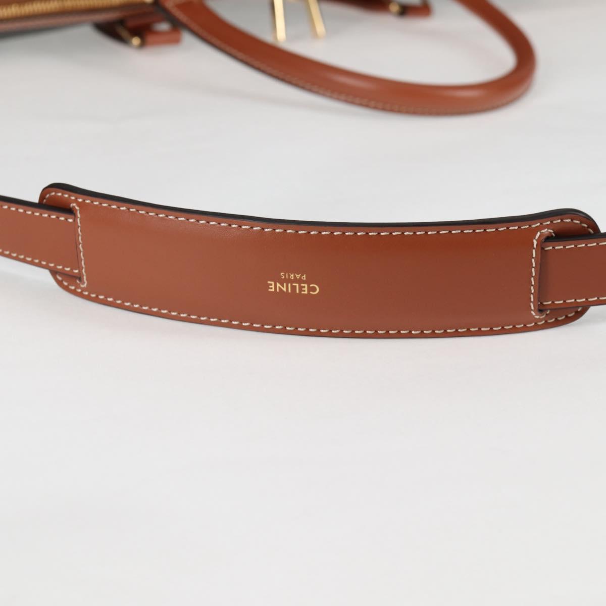 CELINE Triomphe Boston Bag PVC Leather 2way Black Gold Auth nb467M