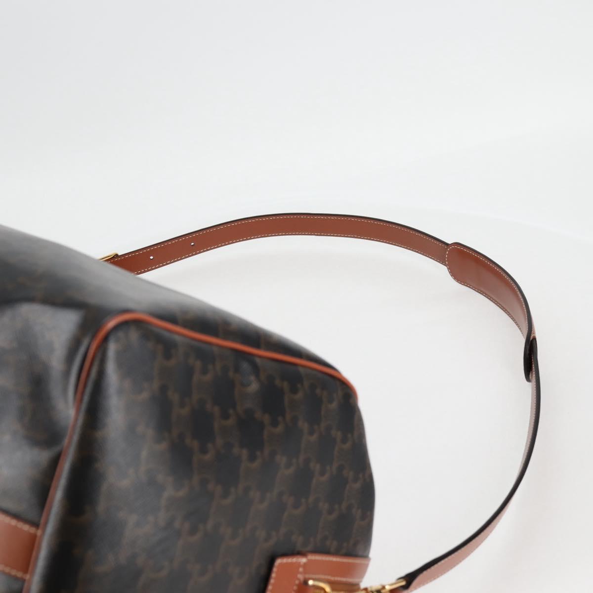 CELINE Triomphe Boston Bag PVC Leather 2way Black Gold Auth nb467M