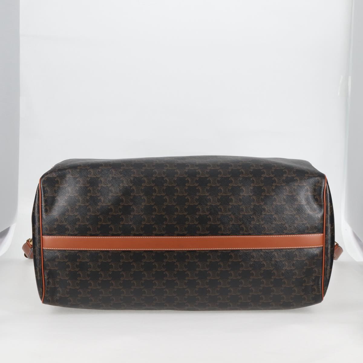 CELINE Triomphe Boston Bag PVC Leather 2way Black Gold Auth nb467M