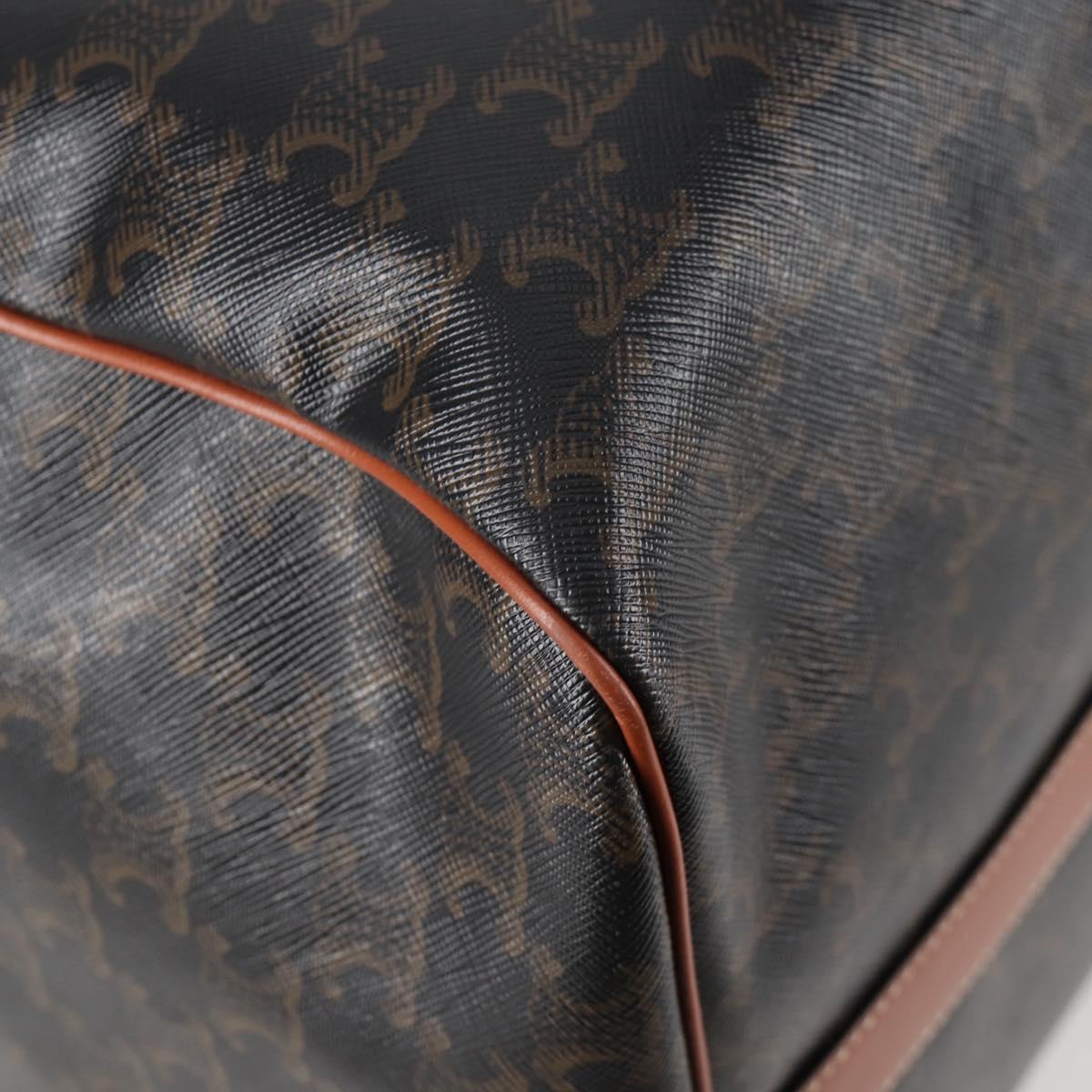 CELINE Triomphe Boston Bag PVC Leather 2way Black Gold Auth nb467M