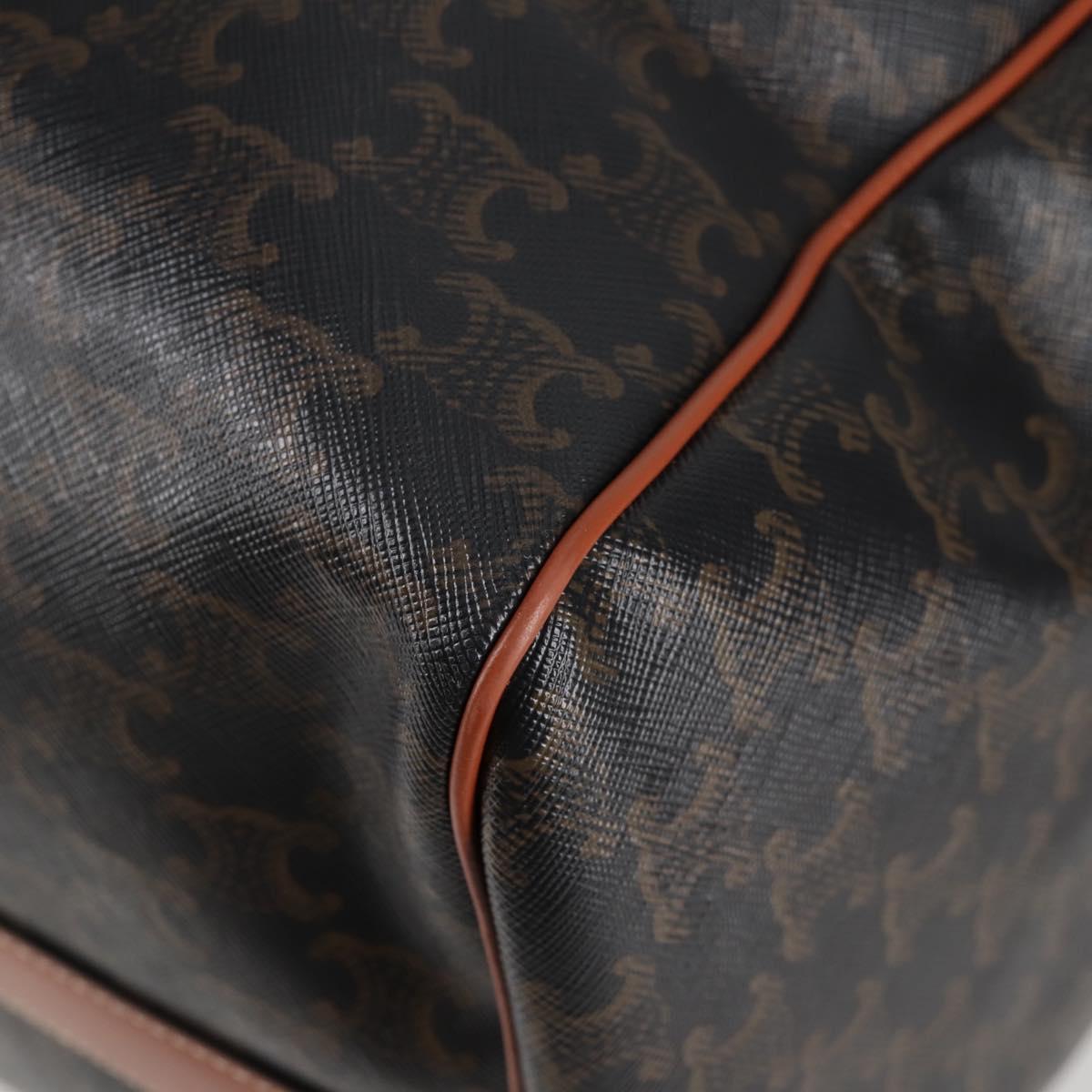 CELINE Triomphe Boston Bag PVC Leather 2way Black Gold Auth nb467M