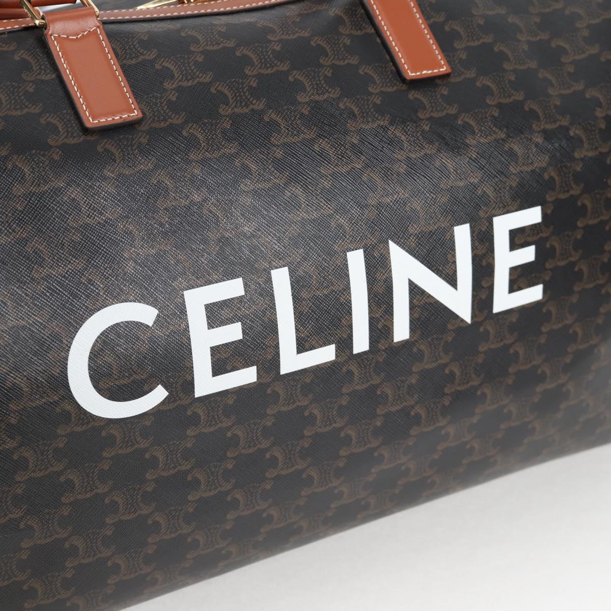 CELINE Triomphe Boston Bag PVC Leather 2way Black Gold Auth nb467M