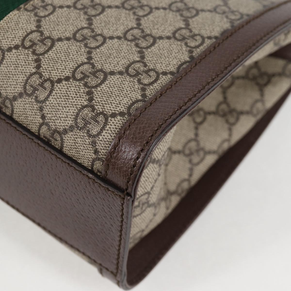 GUCCI GG Supreme Web Sherry Line Bag PVC 2way Beige Gold 547551 Auth nb475M