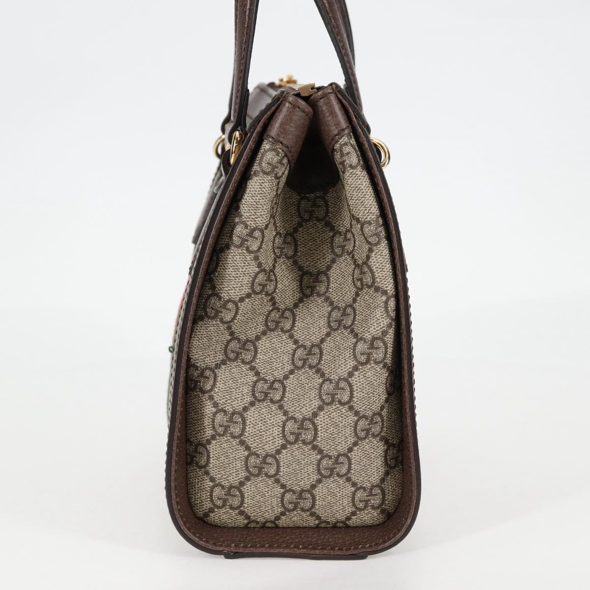 GUCCI GG Supreme Web Sherry Line Bag PVC 2way Beige Gold 547551 Auth nb475M