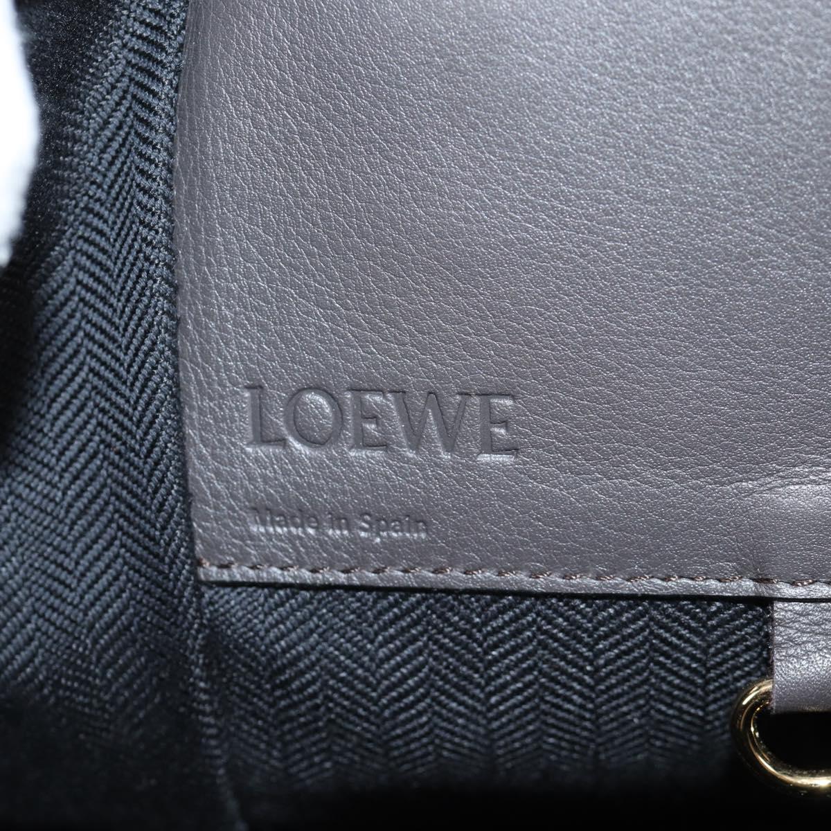 LOEWE Anagram Hammock Shoulder Bag Leather Beige Gold Auth nb477M