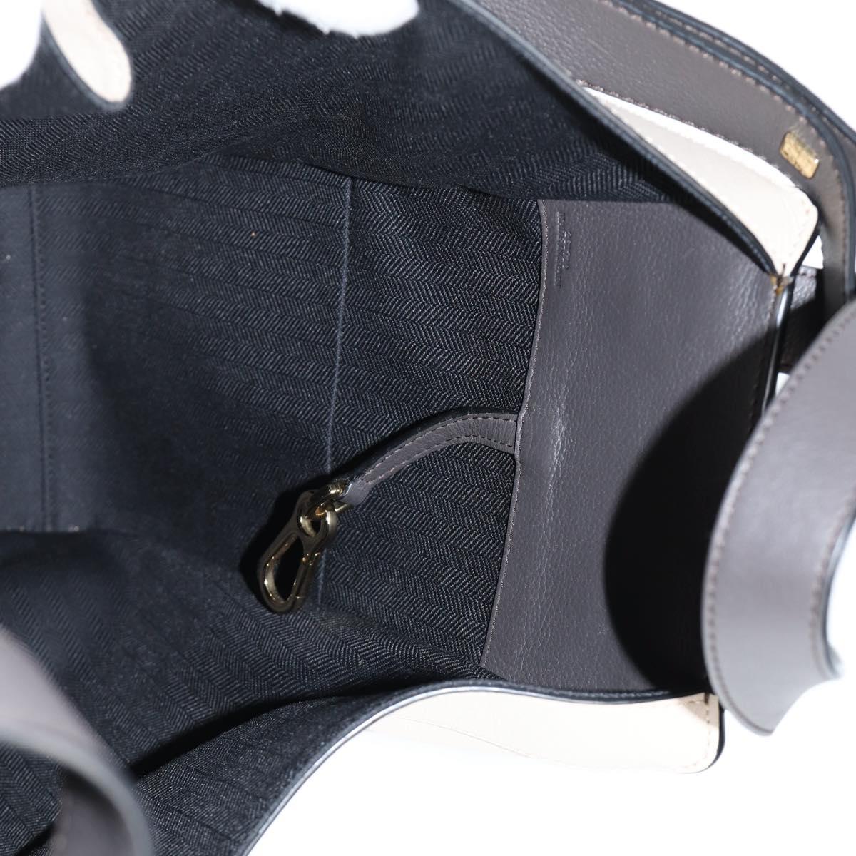 LOEWE Anagram Hammock Shoulder Bag Leather Beige Gold Auth nb477M