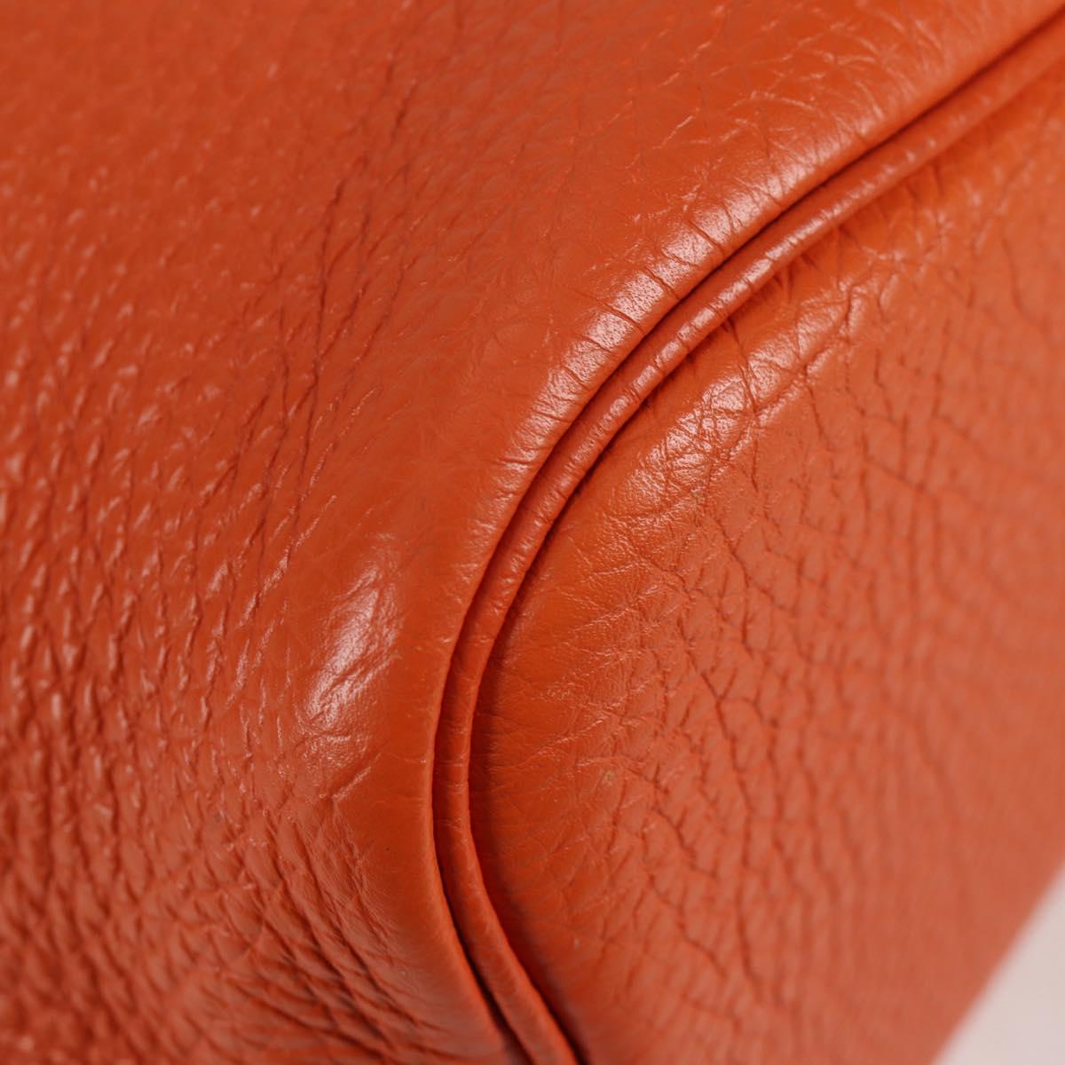 HERMES Togo Sokelly Note Cover Leather Orange Silver Auth nb488M