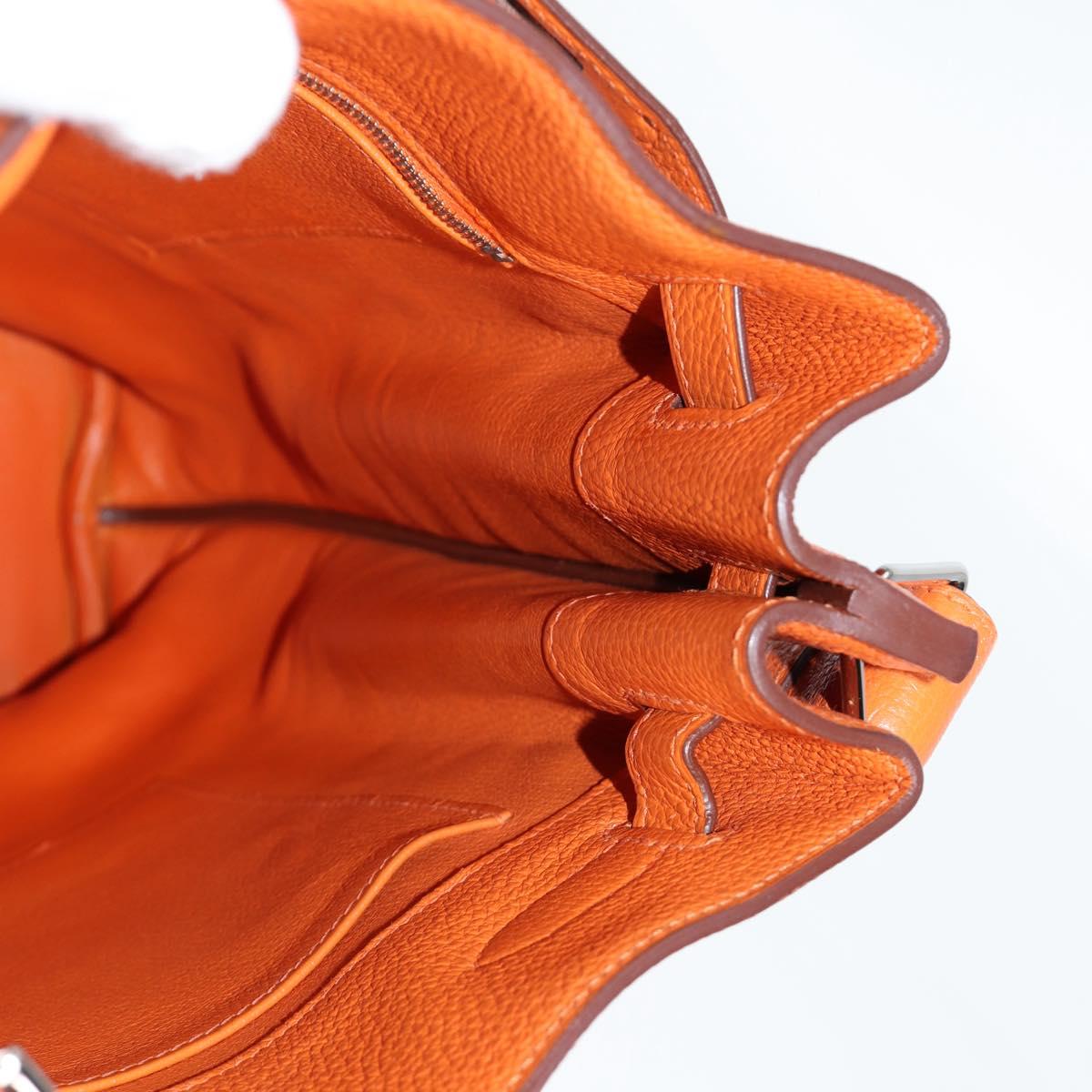 HERMES Togo Sokelly Note Cover Leather Orange Silver Auth nb488M