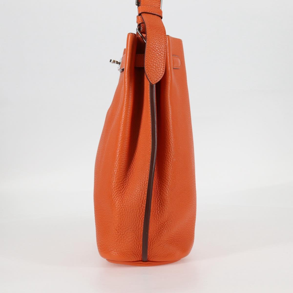 HERMES Togo Sokelly Note Cover Leather Orange Silver Auth nb488M