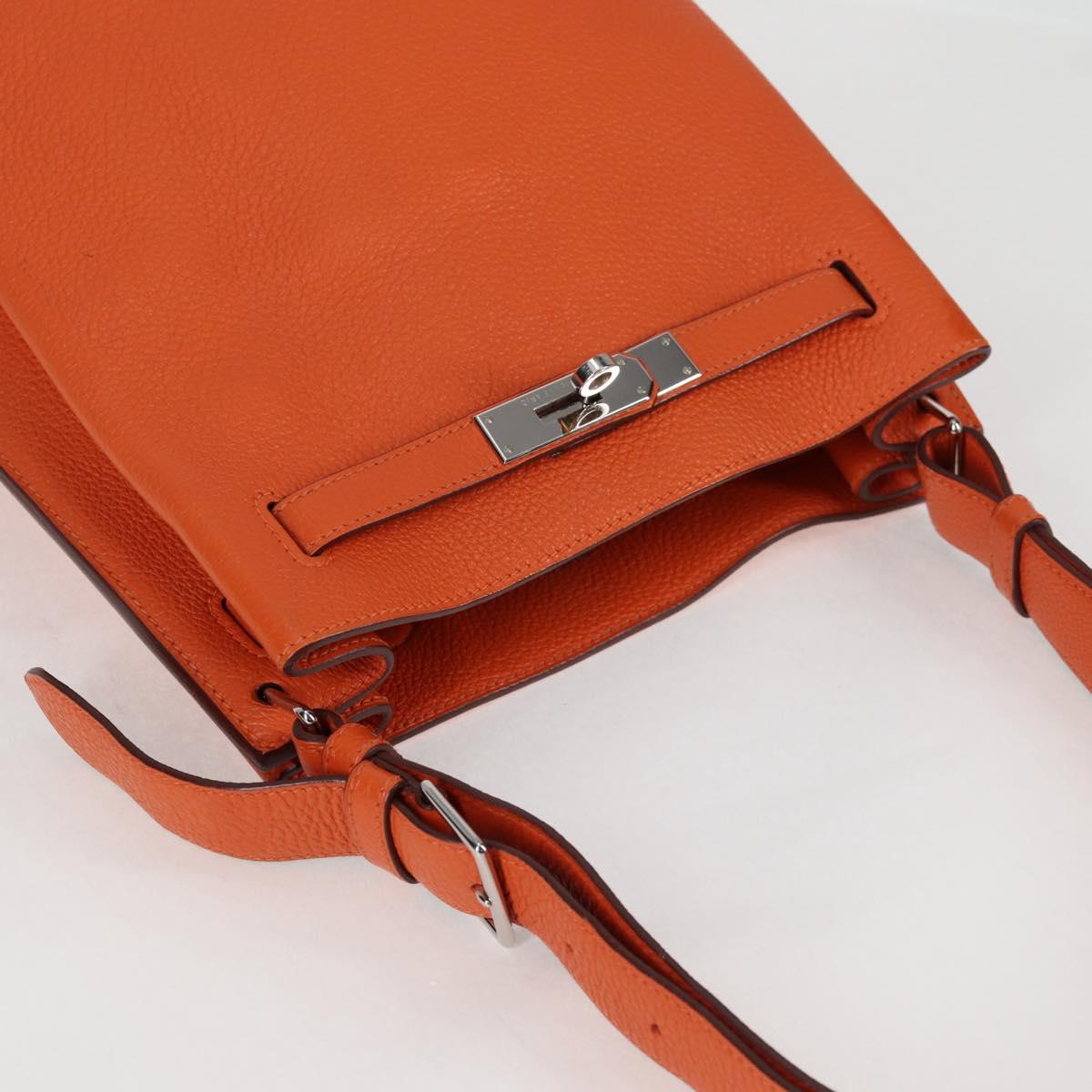 HERMES Togo Sokelly Note Cover Leather Orange Silver Auth nb488M