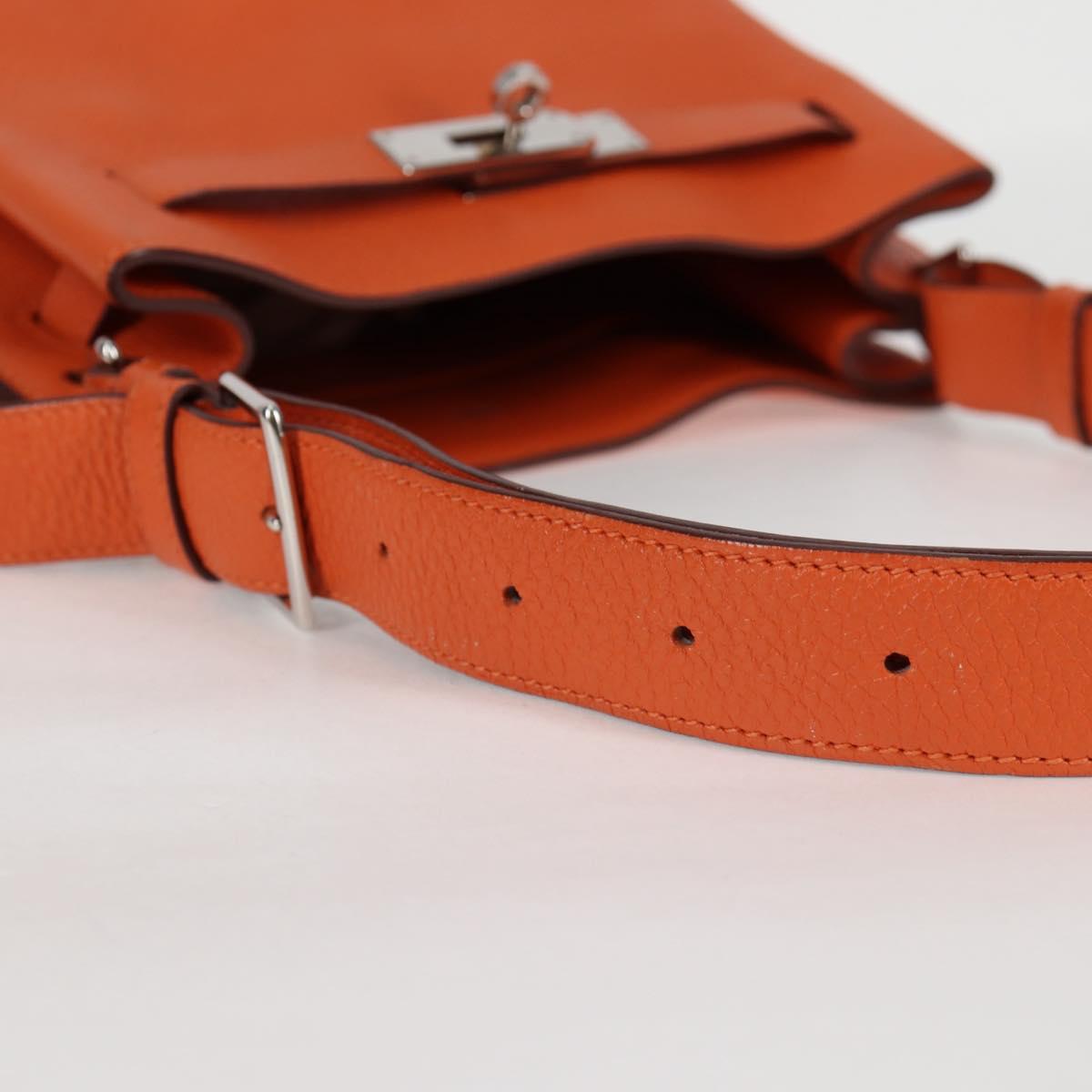HERMES Togo Sokelly Note Cover Leather Orange Silver Auth nb488M